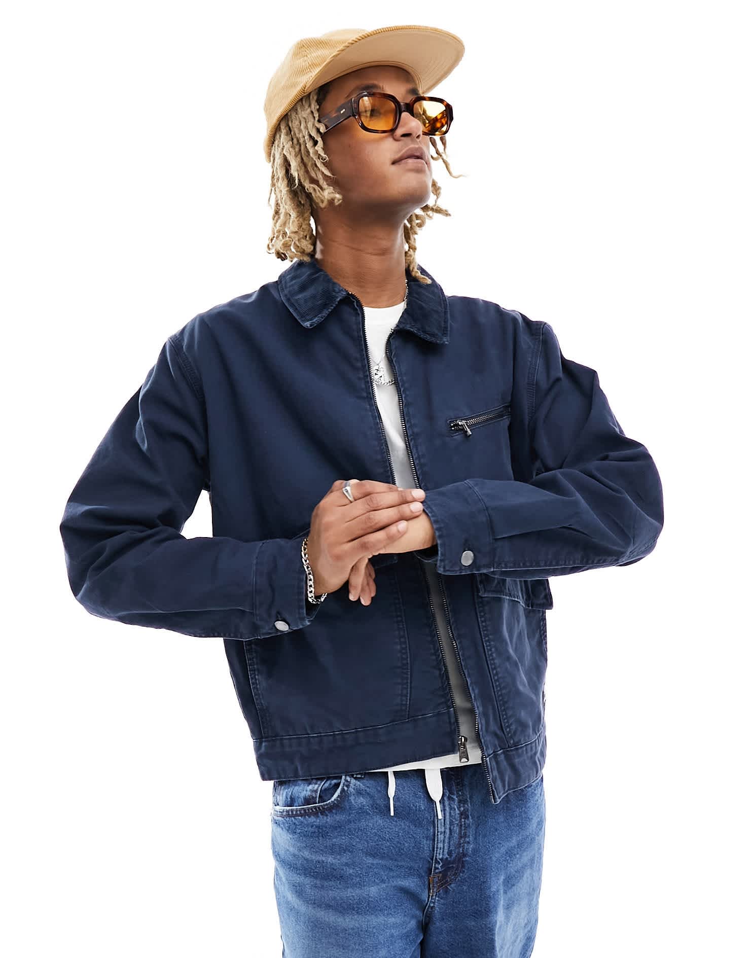 Timberland washed canvas zip jacket in navy - ASOS Sample Sale EU Store
