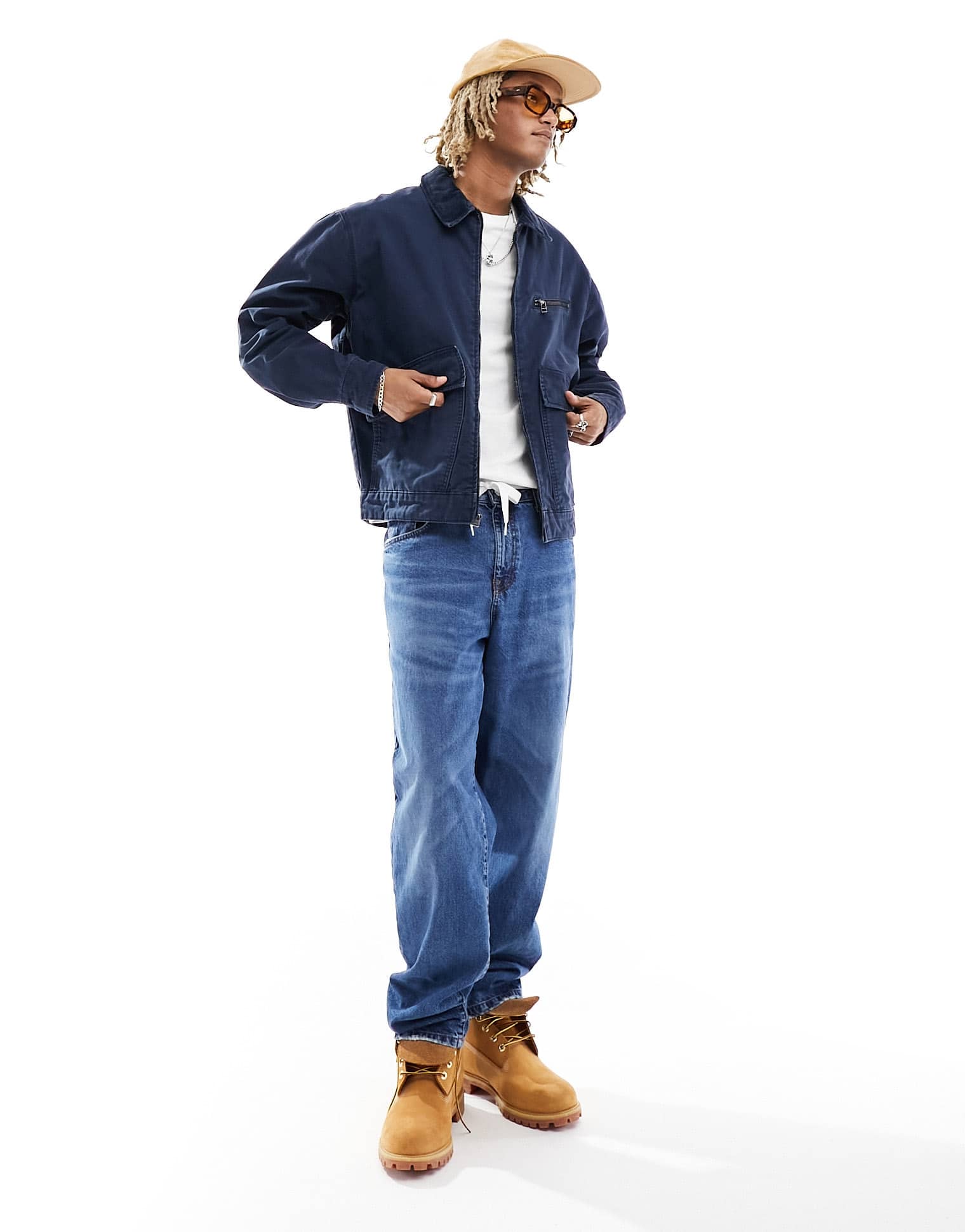Timberland washed canvas zip jacket in navy - ASOS Sample Sale EU Store