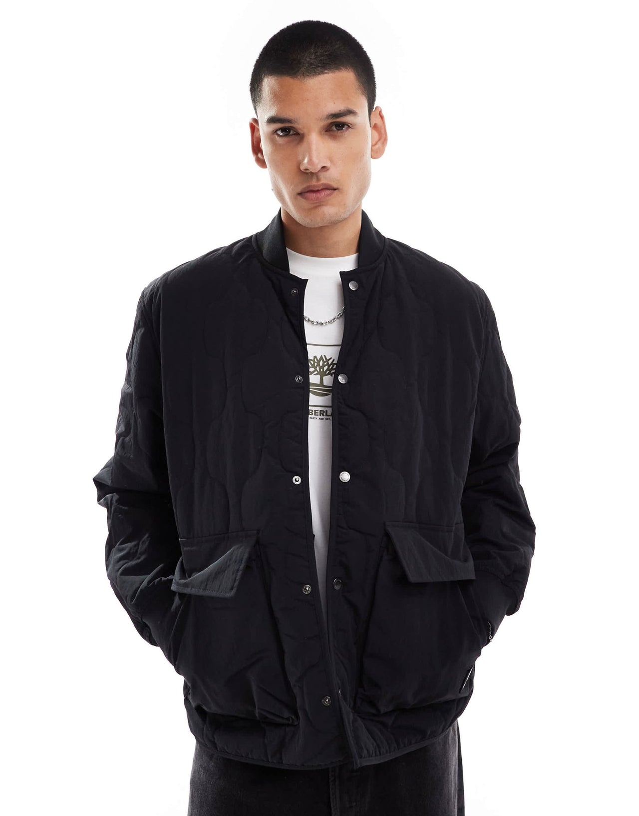 Timberland water repellent quilted bomber jacket in black - ASOS Sample Sale EU Store