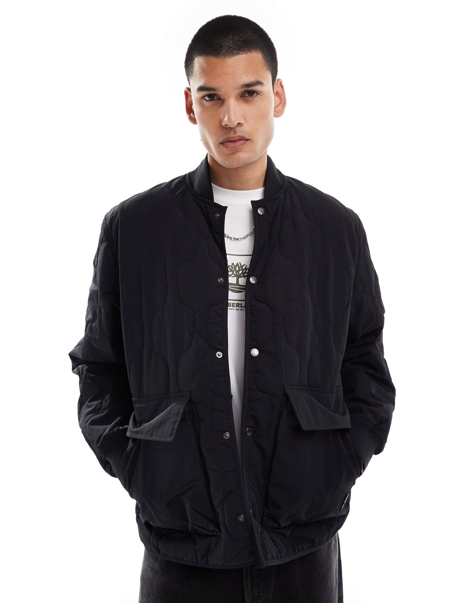 Timberland water repellent quilted bomber jacket in black - ASOS Sample Sale EU Store