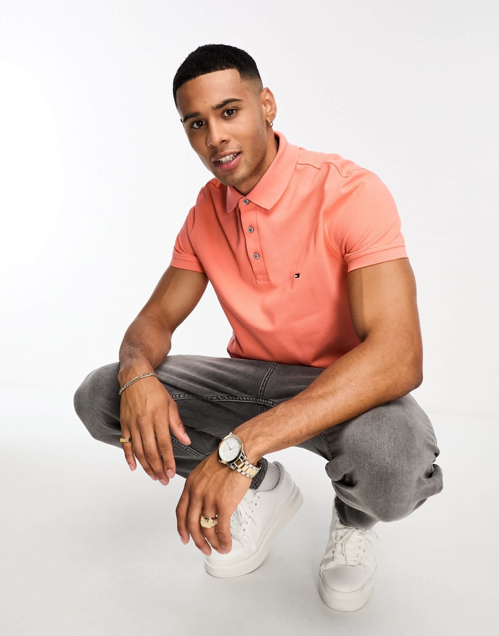 Tommy Hilfiger 1985 slim fit polo top in apricot - ASOS Sample Sale EU Store