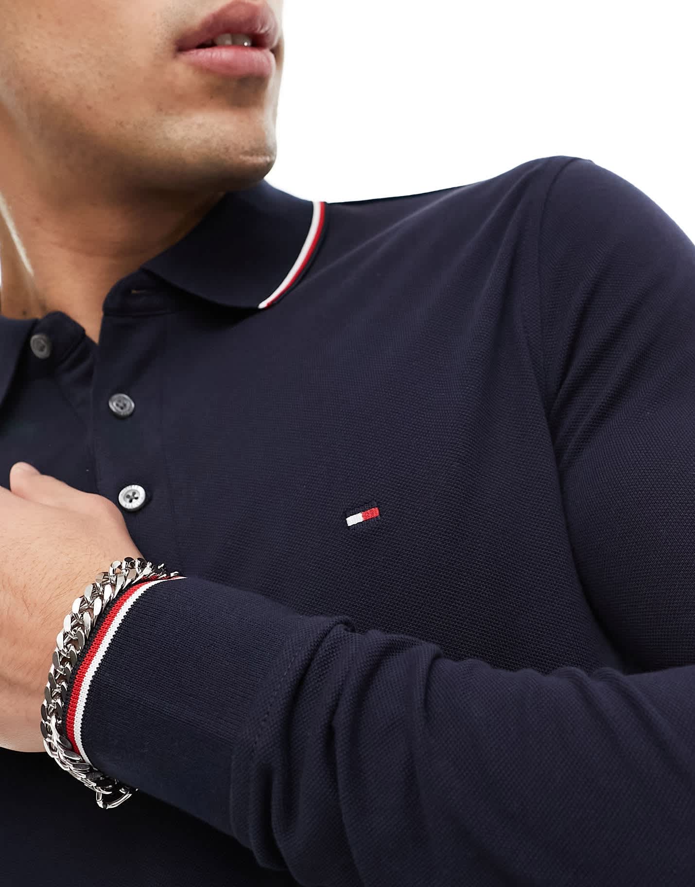 Tommy Hilfiger 1985 tipped slim long sleeve polo shirt in black - ASOS Sample Sale EU Store