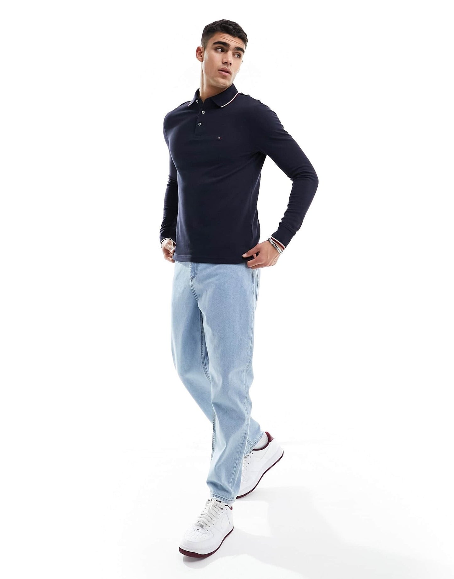 Tommy Hilfiger 1985 tipped slim long sleeve polo shirt in black - ASOS Sample Sale EU Store