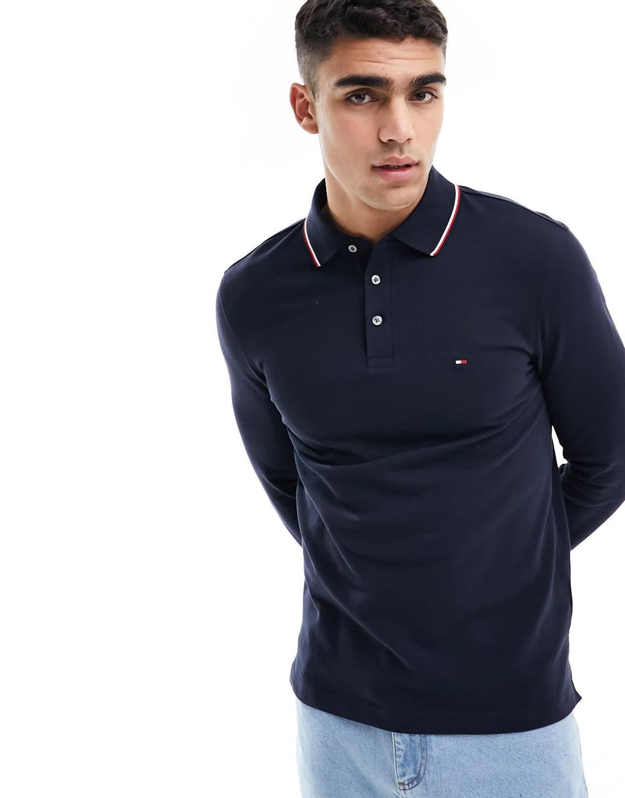 Tommy Hilfiger 1985 tipped slim long sleeve polo shirt in black - ASOS Sample Sale EU Store