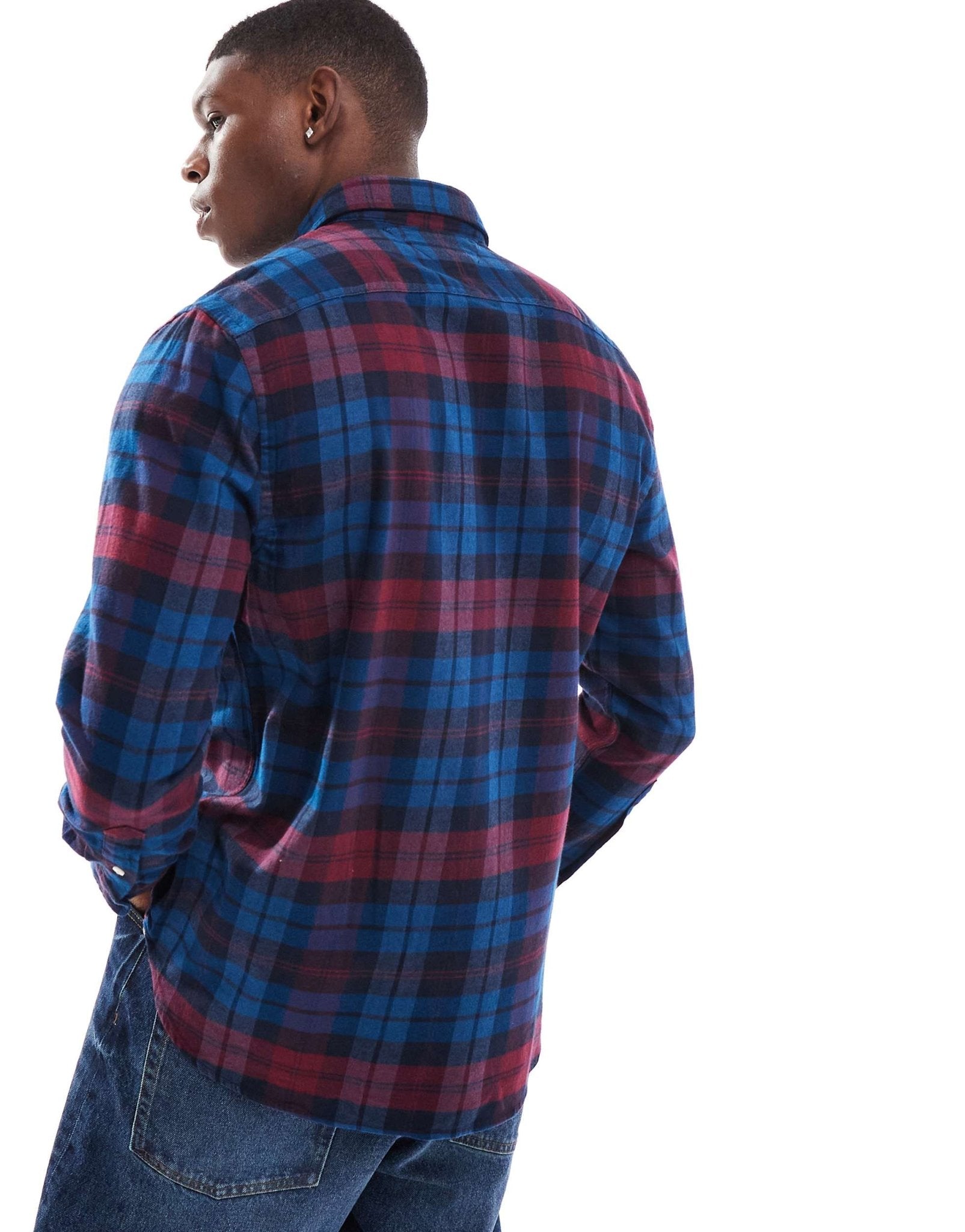 Tommy Hilfiger brushed check shirt in navy and burgundy - ASOS Sample Sale EU Store