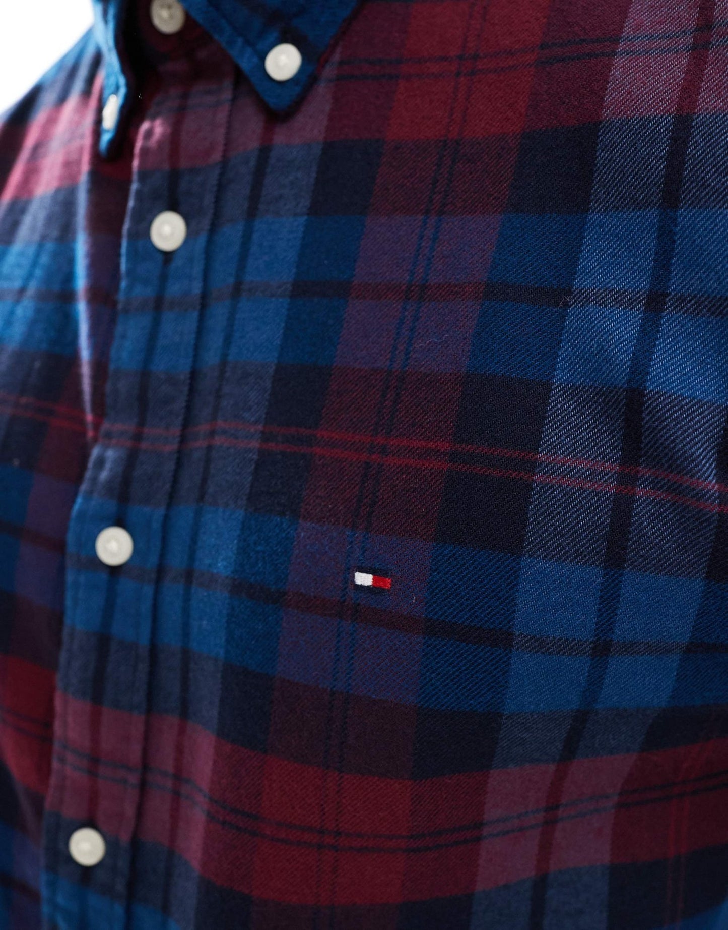Tommy Hilfiger brushed check shirt in navy and burgundy - ASOS Sample Sale EU Store