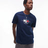 T-shirt Tommy Hilfiger con bandiera centrale in blu navy