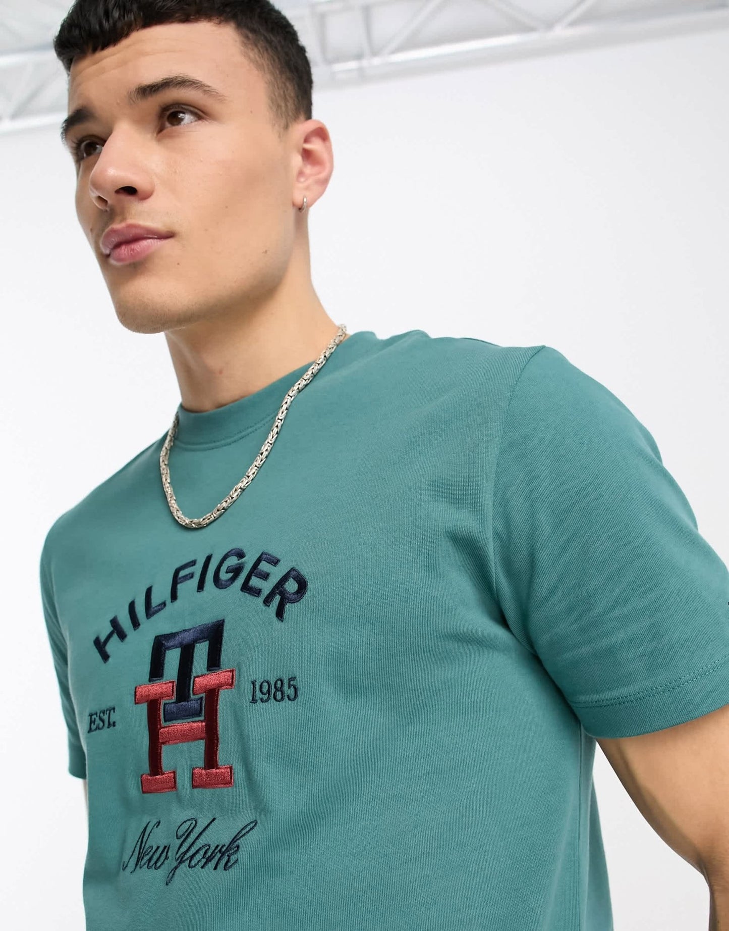 Tommy Hilfiger graphic logo t-shirt in green - ASOS Sample Sale EU Store