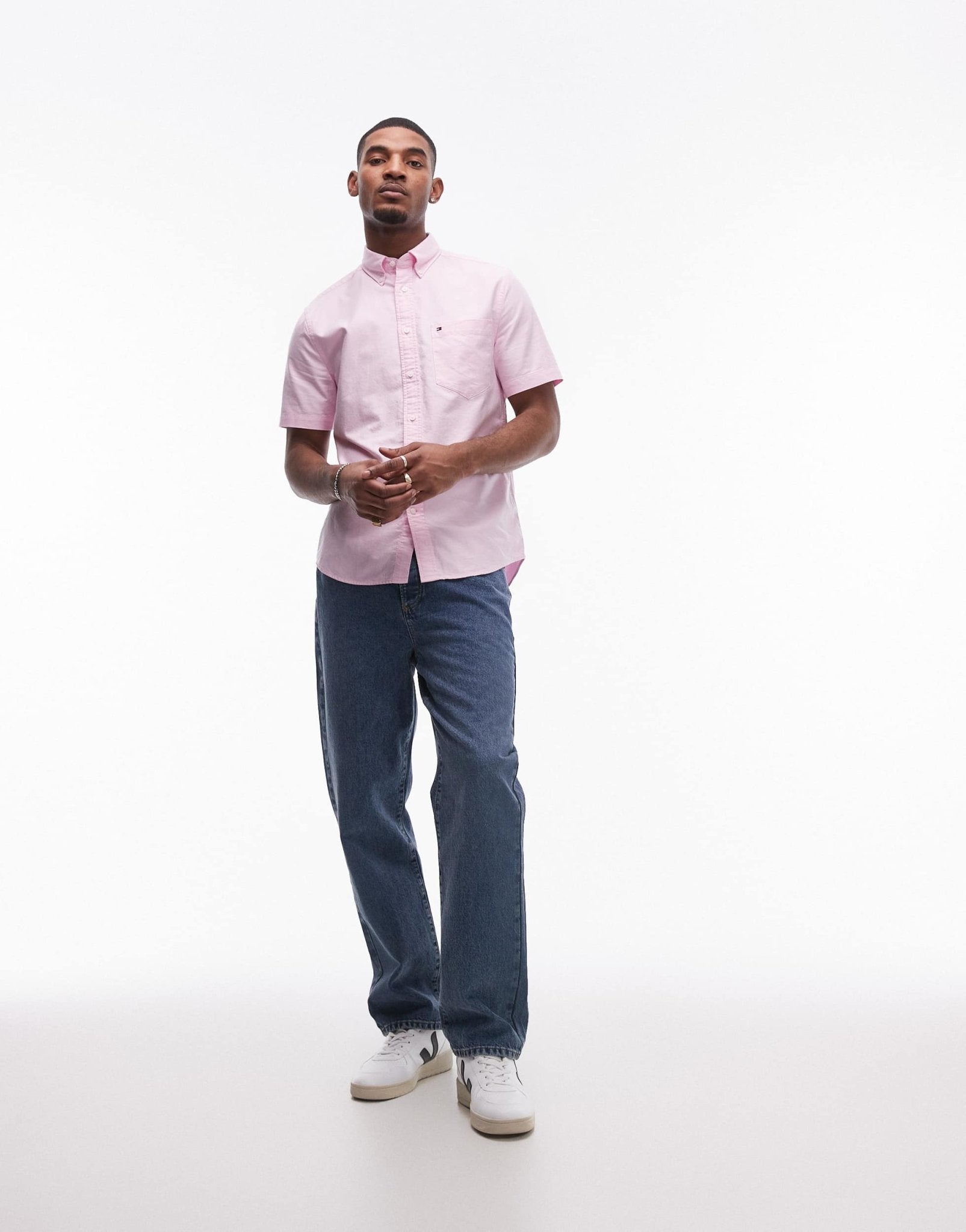 Tommy Hilfiger heritage oxford short sleeve shirt in pale pink - ASOS Sample Sale EU Store