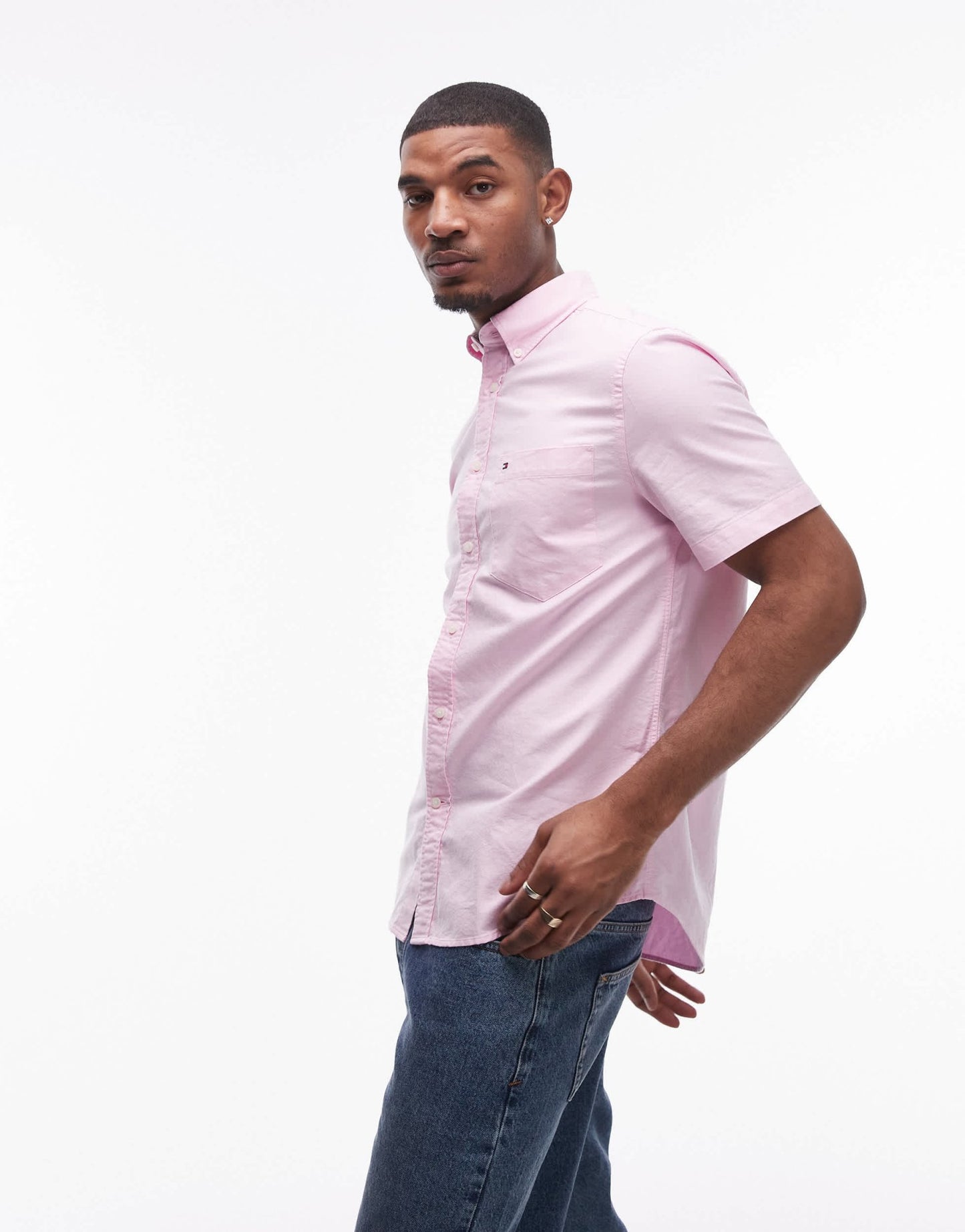 Tommy Hilfiger heritage oxford short sleeve shirt in pale pink - ASOS Sample Sale EU Store