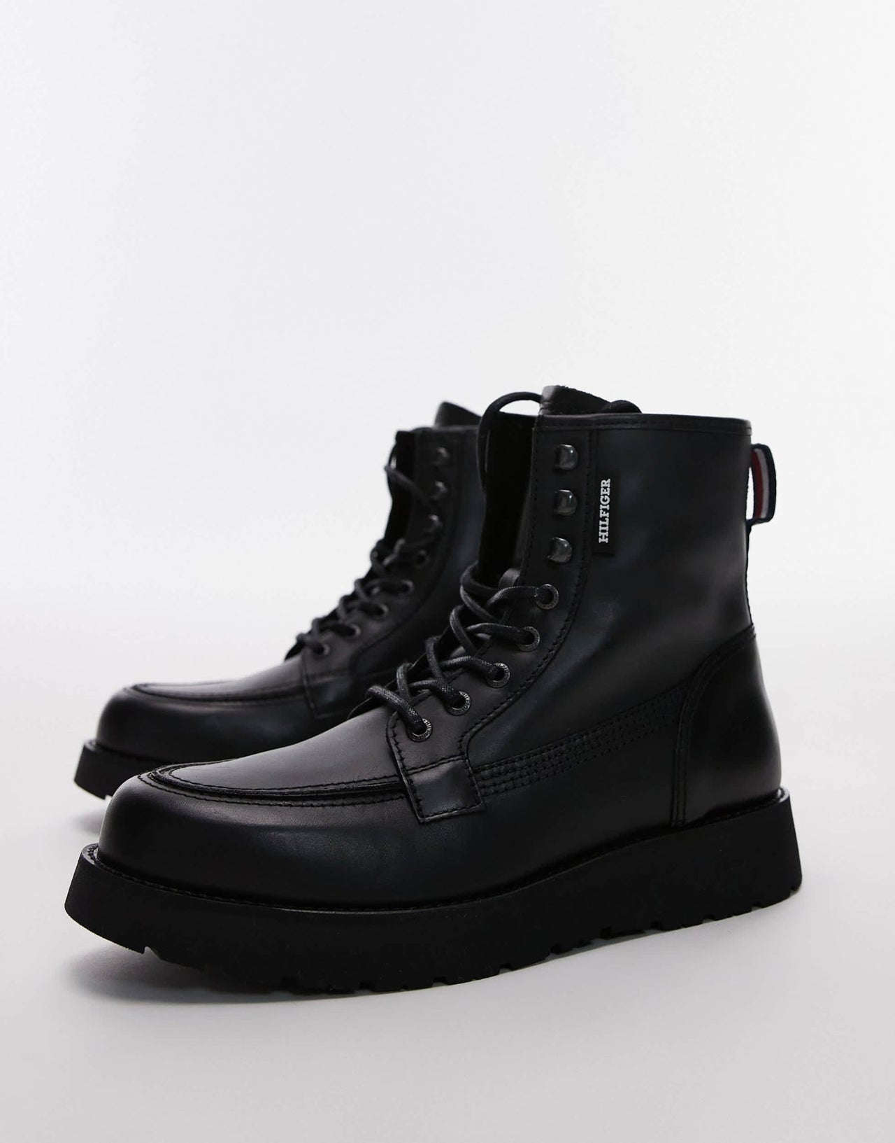 Tommy Hilfiger lace up leather boots in black - ASOS Sample Sale EU Store