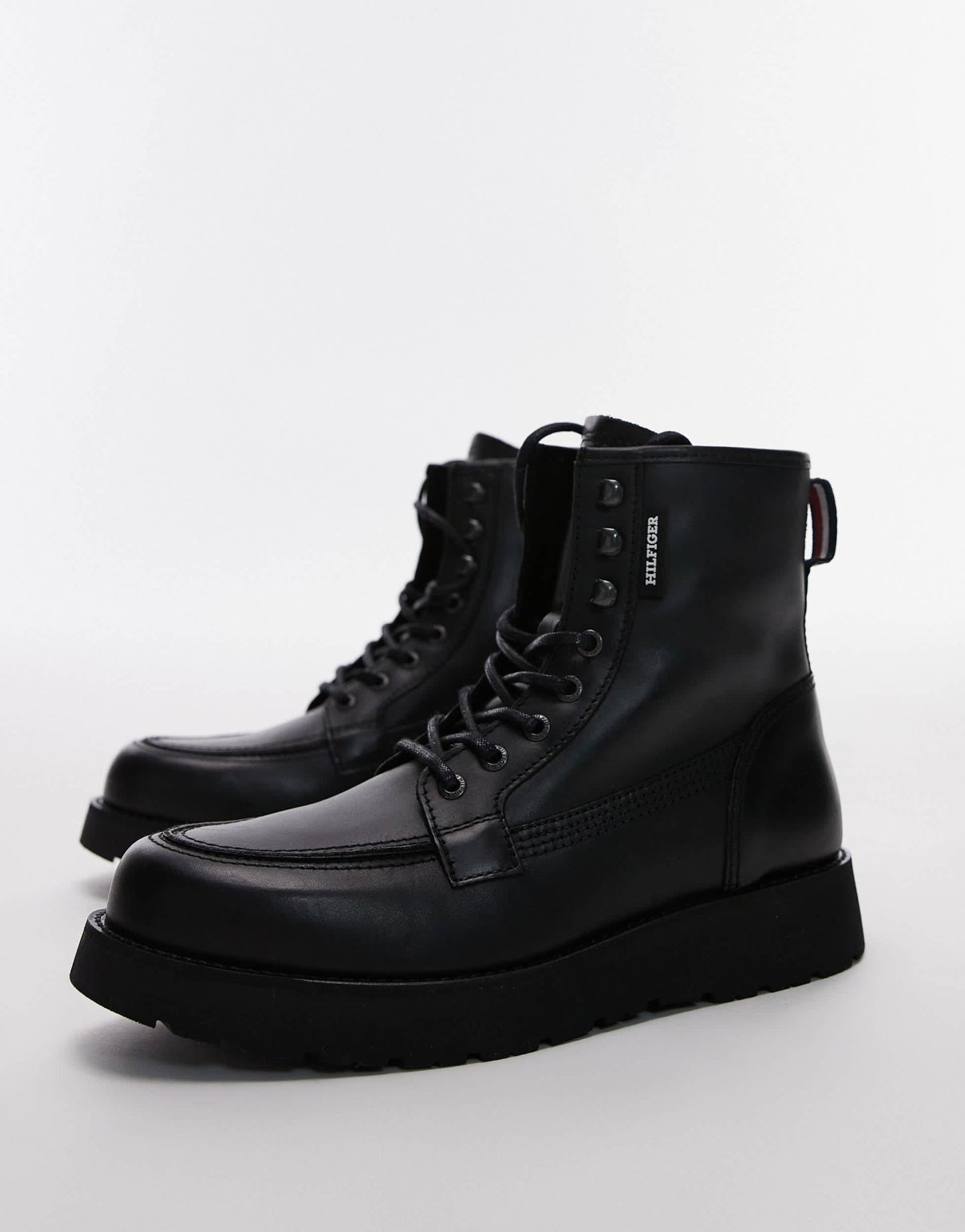 Tommy Hilfiger lace up leather boots in black - ASOS Sample Sale EU Store