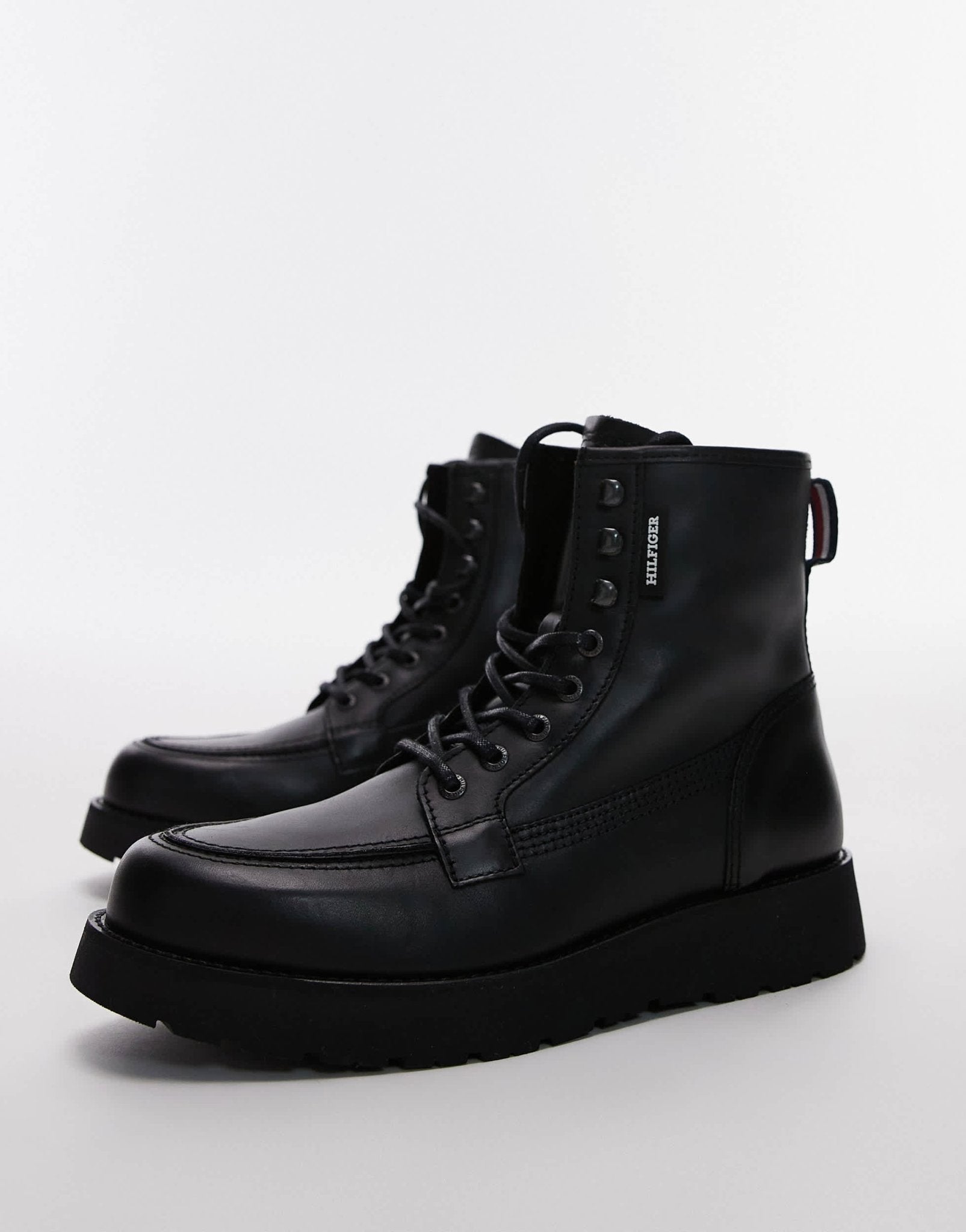 Tommy Hilfiger lace up leather boots in black - ASOS Sample Sale EU Store