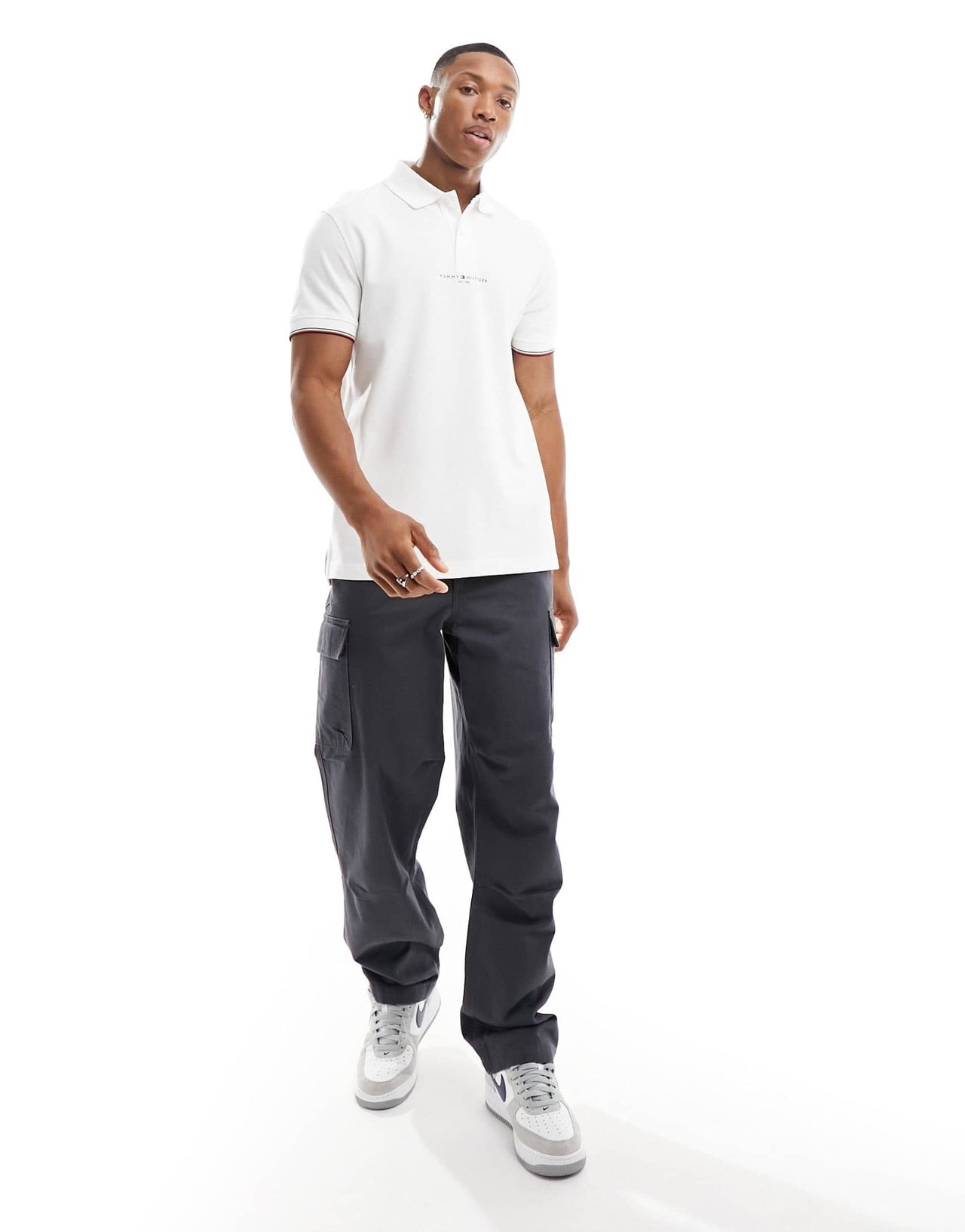 Tommy Hilfiger logo tipped regular polo in white - ASOS Sample Sale EU Store