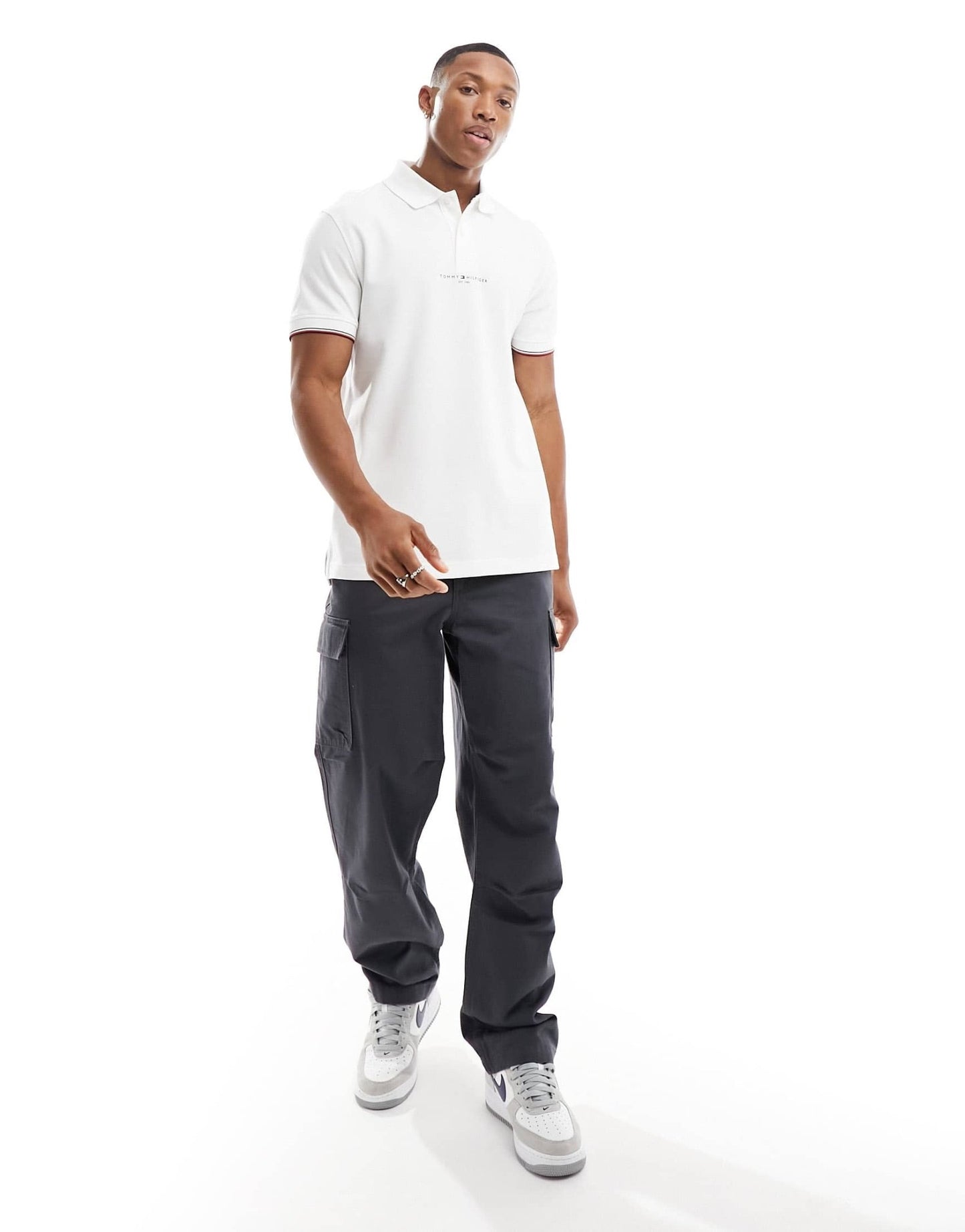 Tommy Hilfiger logo tipped regular polo in white - ASOS Sample Sale EU Store