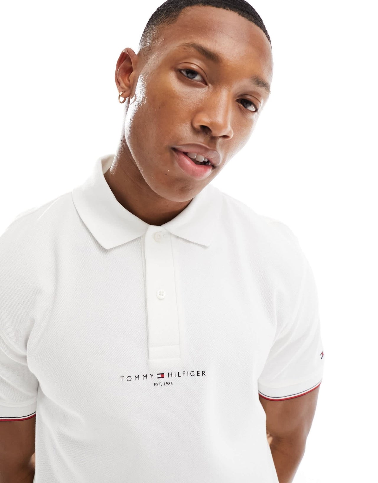 Tommy Hilfiger logo tipped regular polo in white - ASOS Sample Sale EU Store