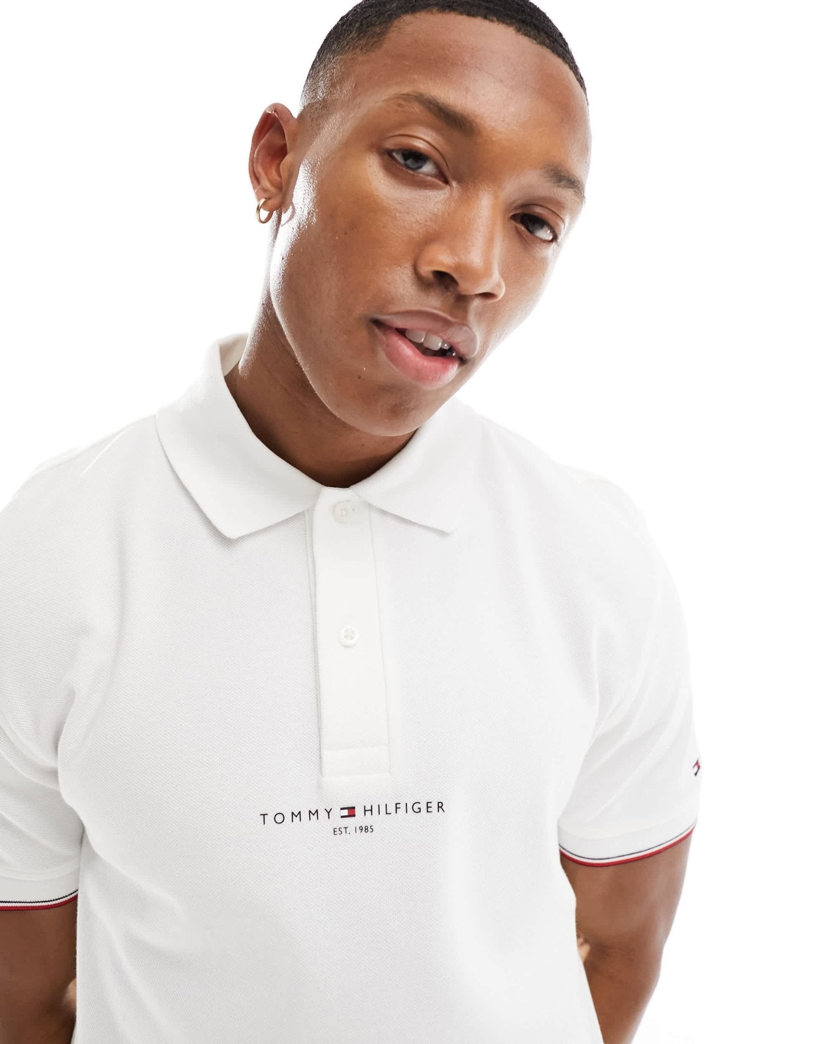 Tommy Hilfiger logo tipped regular polo in white - ASOS Sample Sale EU Store