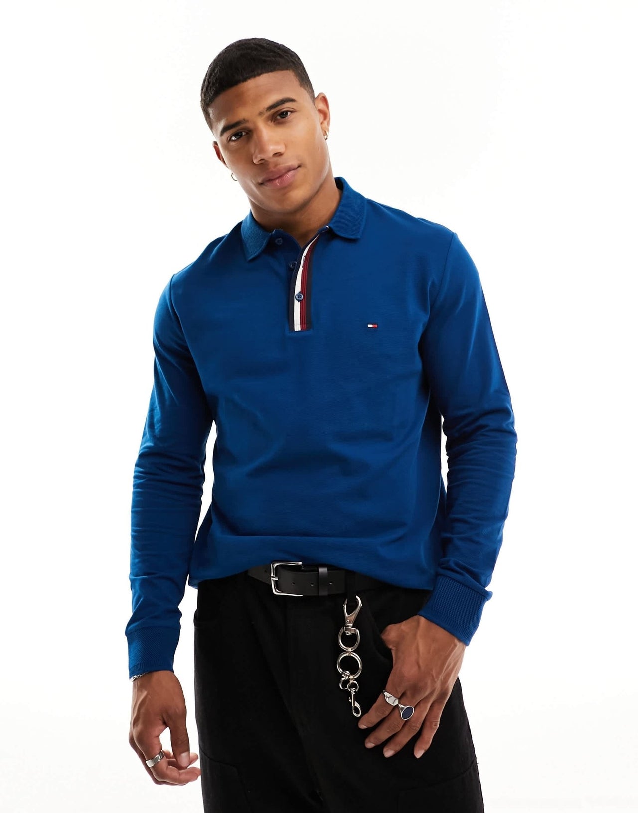 Tommy Hilfiger long sleeve regular polo in deep indigo - ASOS Sample Sale EU Store