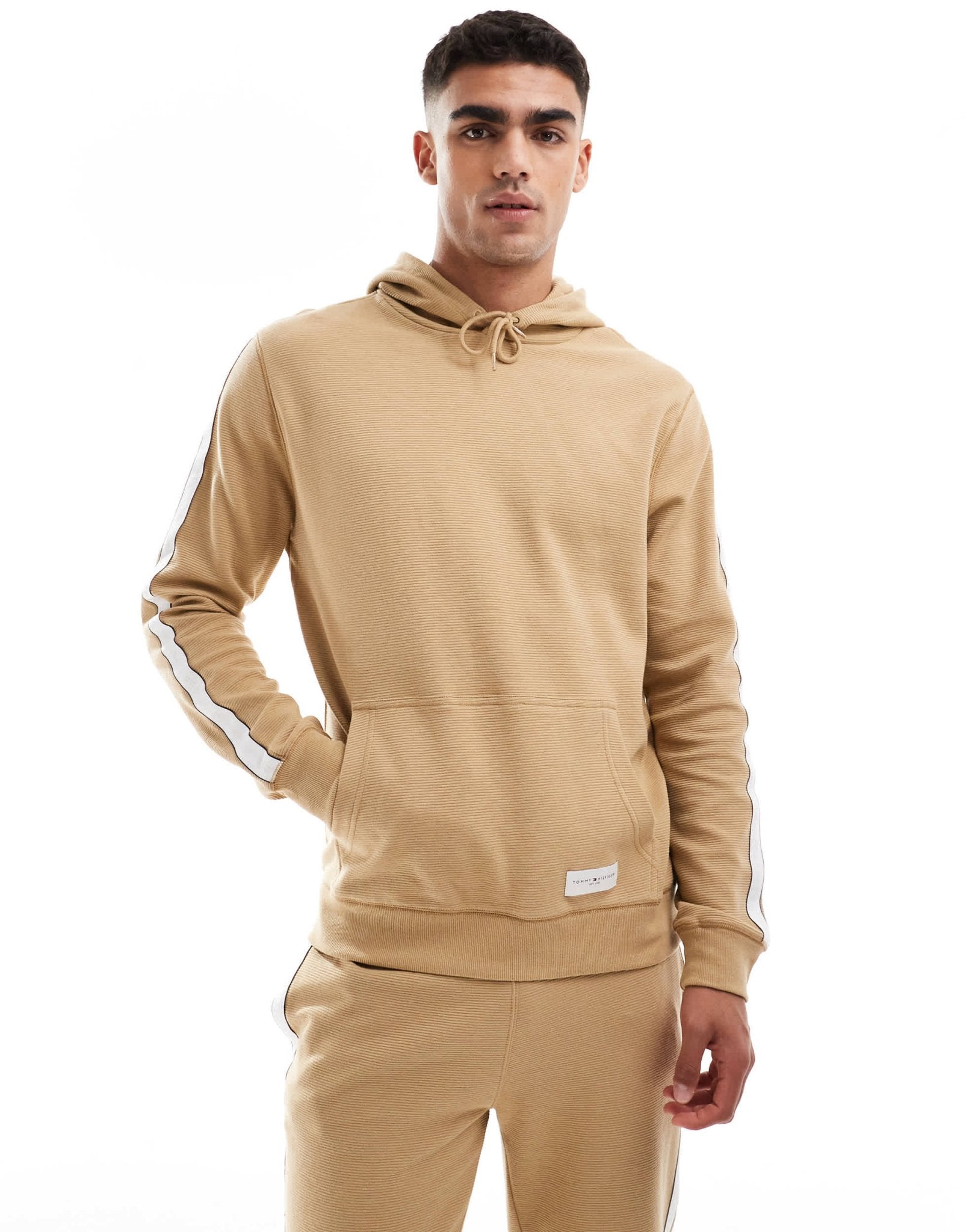 Tommy Hilfiger lounge hoodie in beige with white stripe - ASOS Sample Sale EU Store