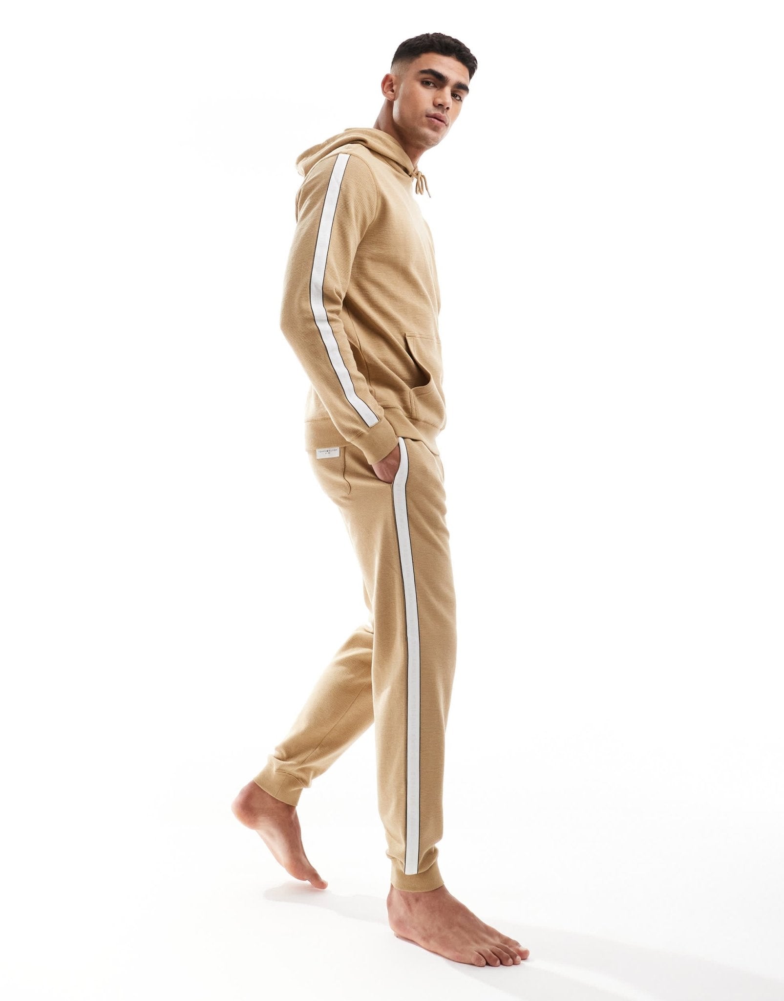 Tommy Hilfiger lounge hoodie in beige with white stripe - ASOS Sample Sale EU Store