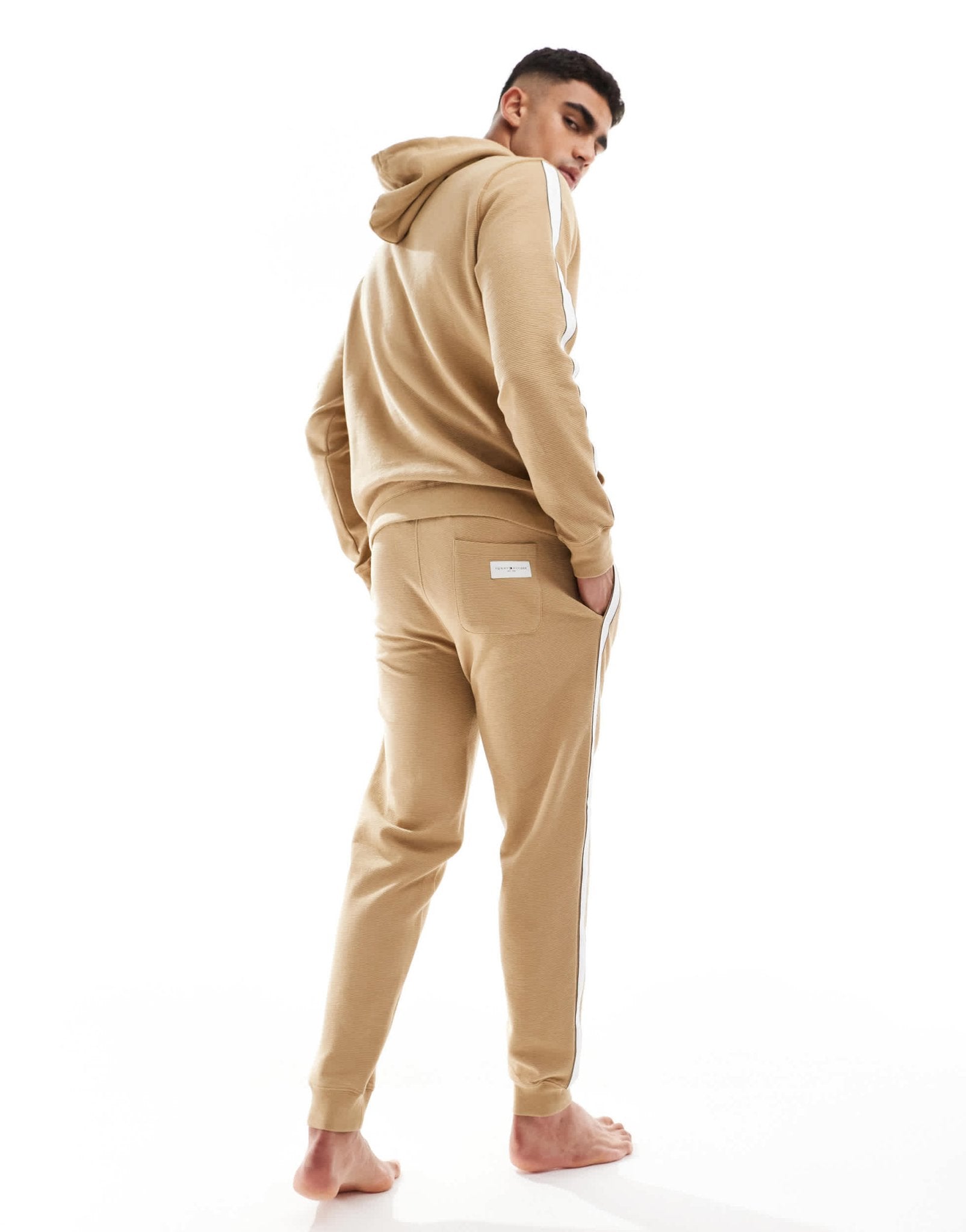 Tommy Hilfiger lounge hoodie in beige with white stripe - ASOS Sample Sale EU Store