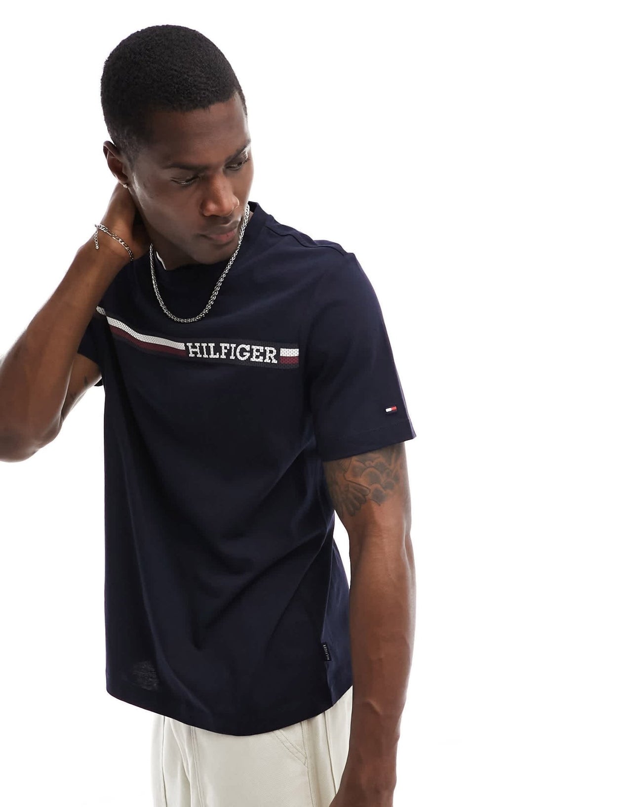 Tommy Hilfiger monotype chest stripe t-shirt in black - ASOS Sample Sale EU Store