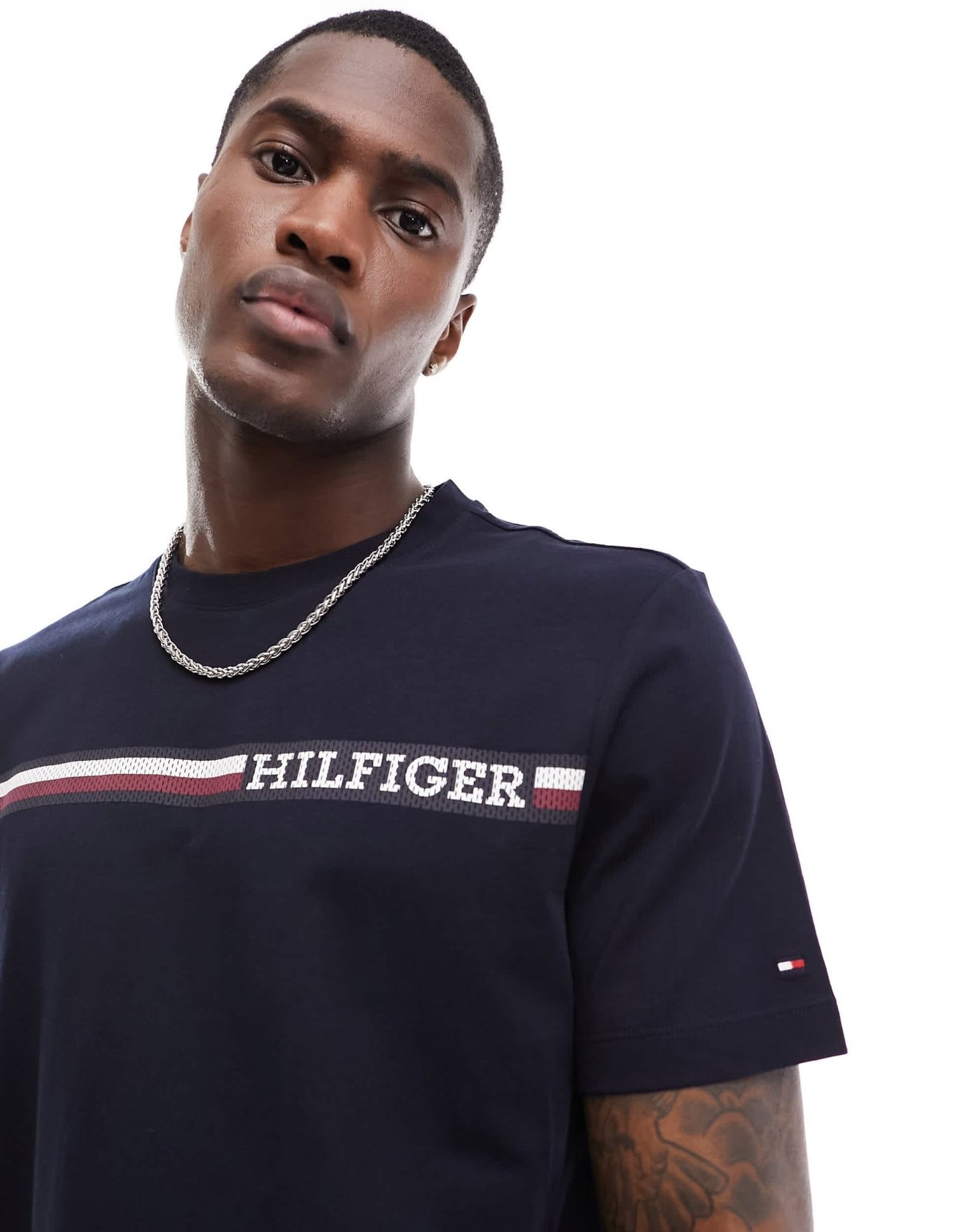 Tommy Hilfiger monotype chest stripe t-shirt in black - ASOS Sample Sale EU Store