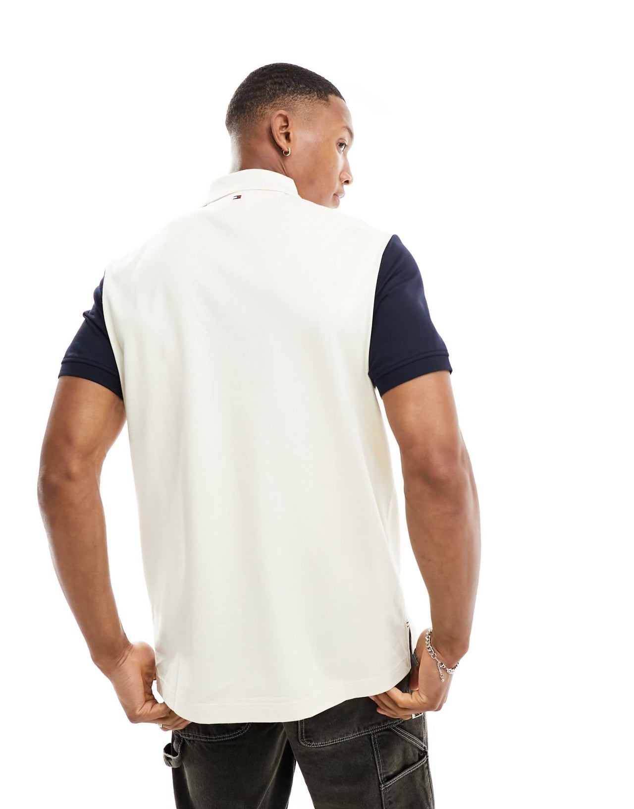 Tommy Hilfiger monotype colourblock polo in navy/cream - ASOS Sample Sale EU Store