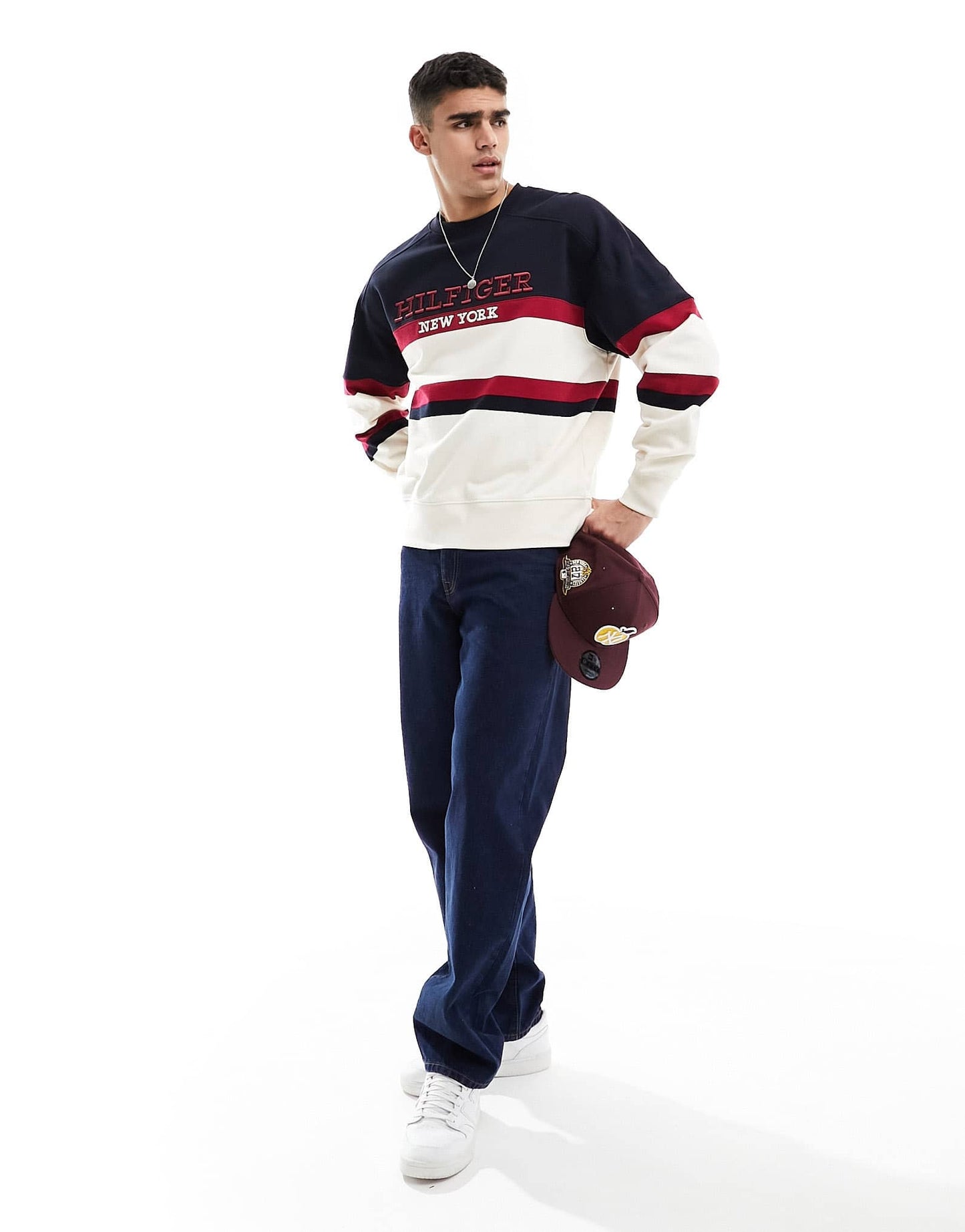 Tommy Hilfiger monotype colourblock sweatshirt in cream - ASOS Sample Sale EU Store