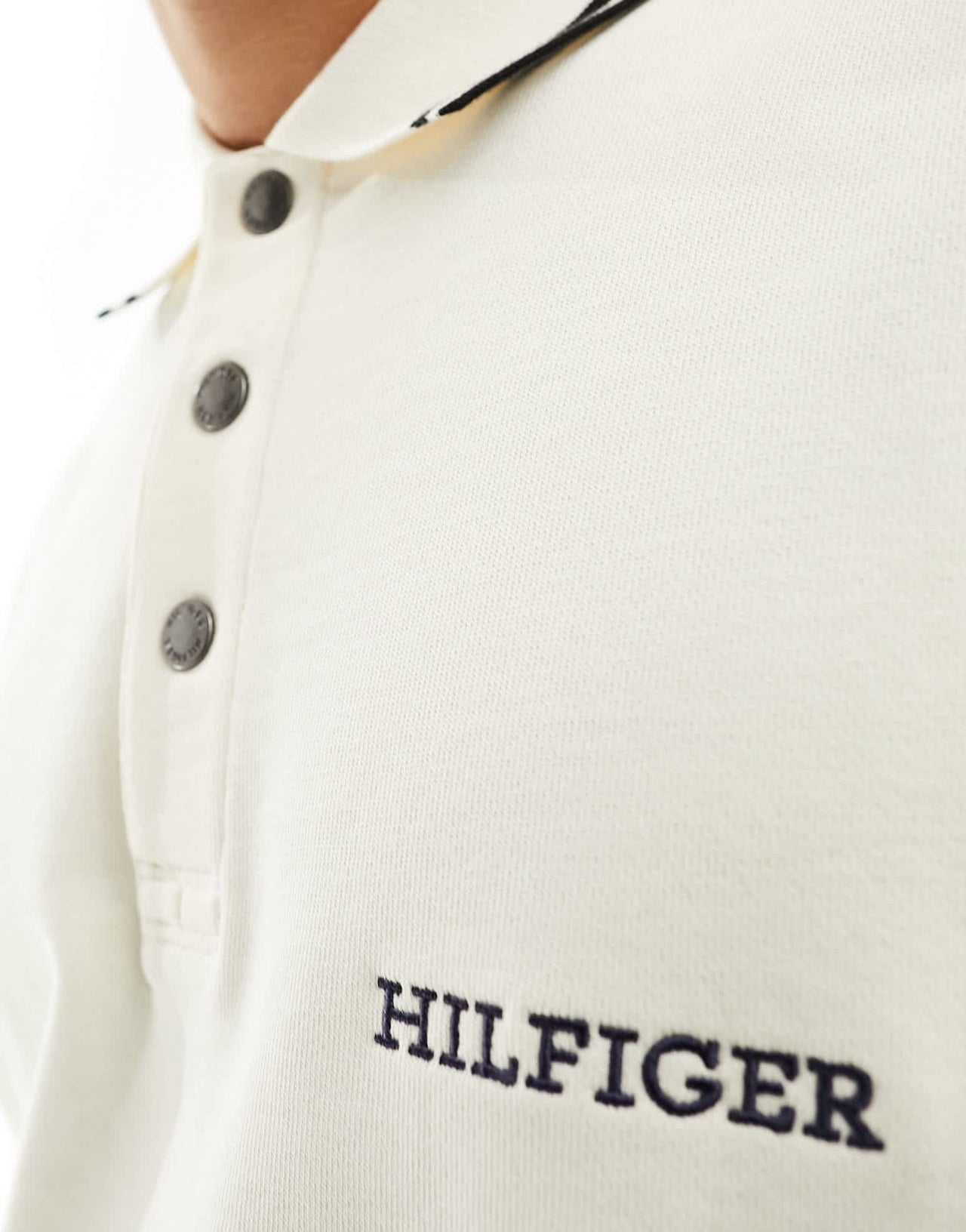 Tommy Hilfiger monotype embroidered rugby shirt in cream - ASOS Sample Sale EU Store