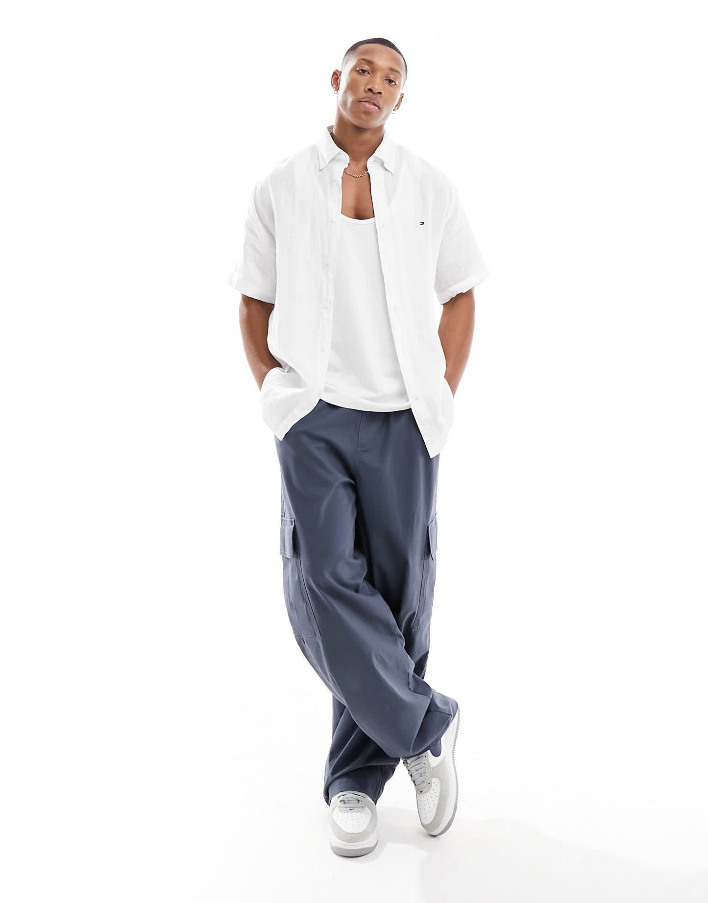 Tommy Hilfiger pigment dyed linen regular fit shirt in white - ASOS Sample Sale EU Store