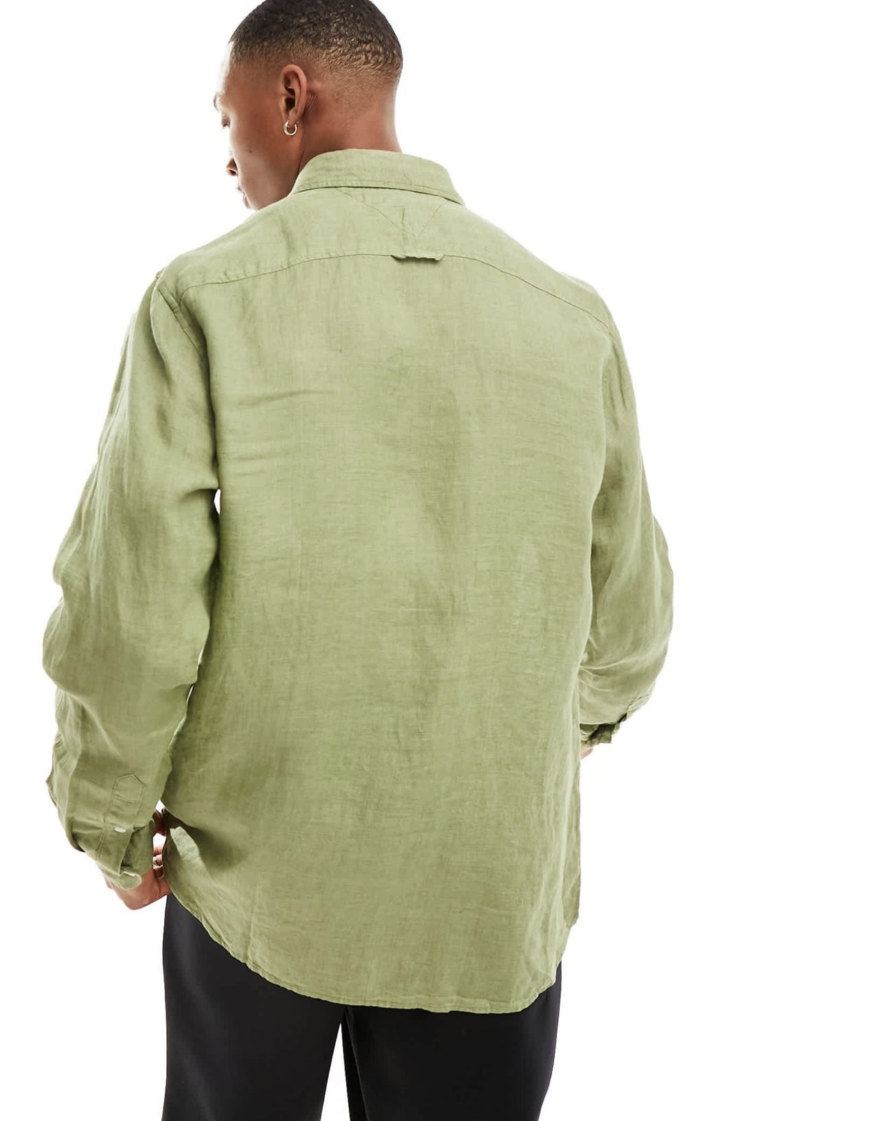 Tommy Hilfiger pigment dyed solid regular fit shirt in olive green - ASOS Sample Sale EU Store