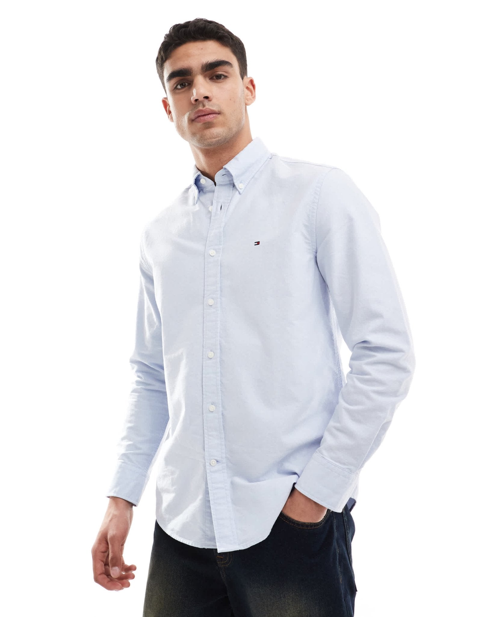 Tommy Hilfiger regular fit oxford shirt in pale blue - ASOS Sample Sale EU Store