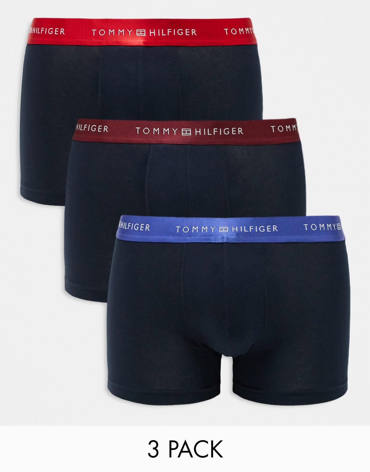 Tommy Hilfiger Signature Essential 3 pack trunk with metallic coloured waistband in navy - ASOS Sample Sale EU Store