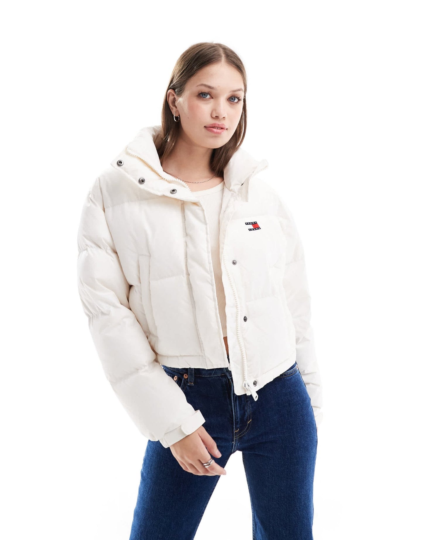 Tommy Jeans Alaska puffer with back flag in white - ASOS Sample Sale EU Store