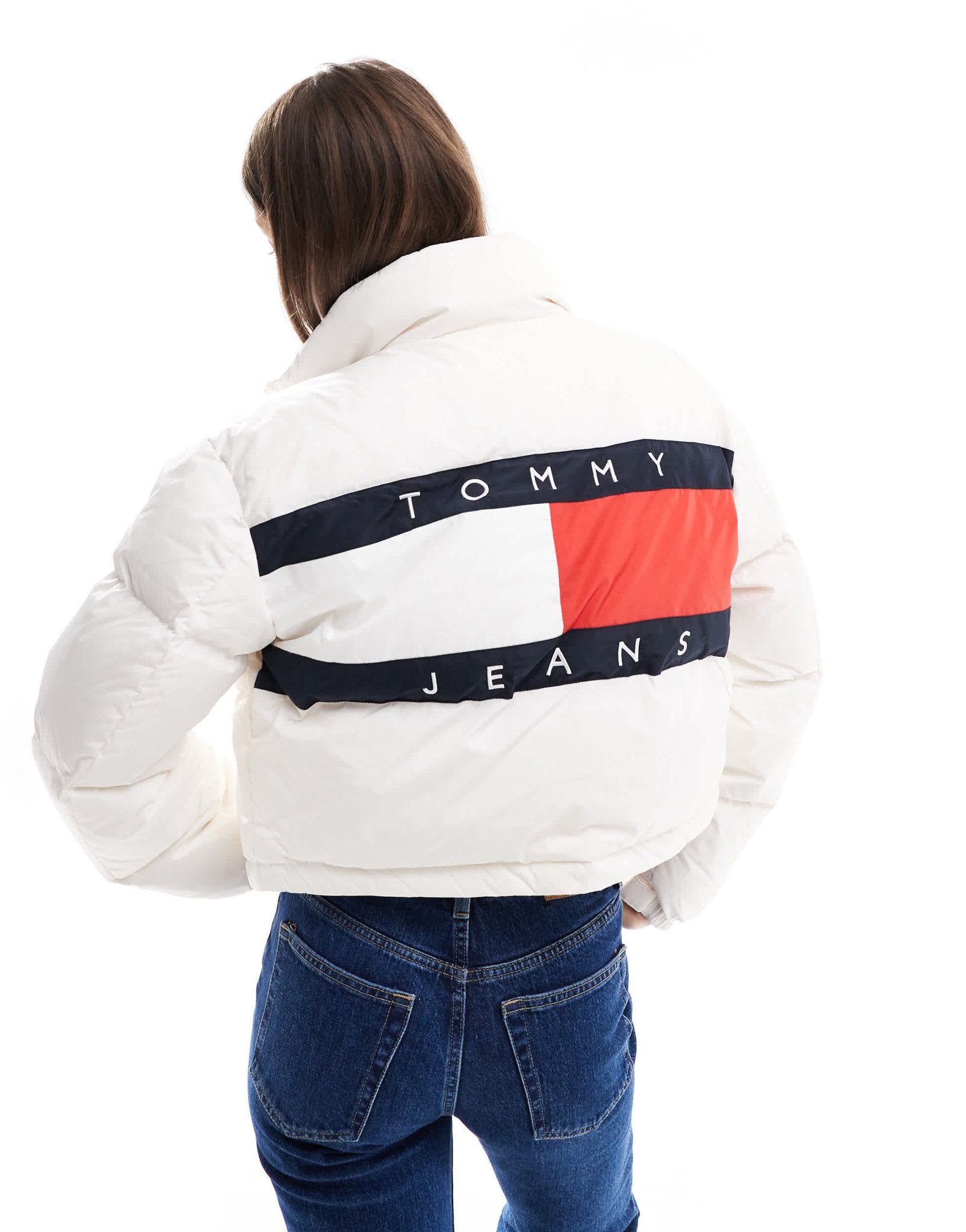 Tommy Jeans Alaska puffer with back flag in white - ASOS Sample Sale EU Store
