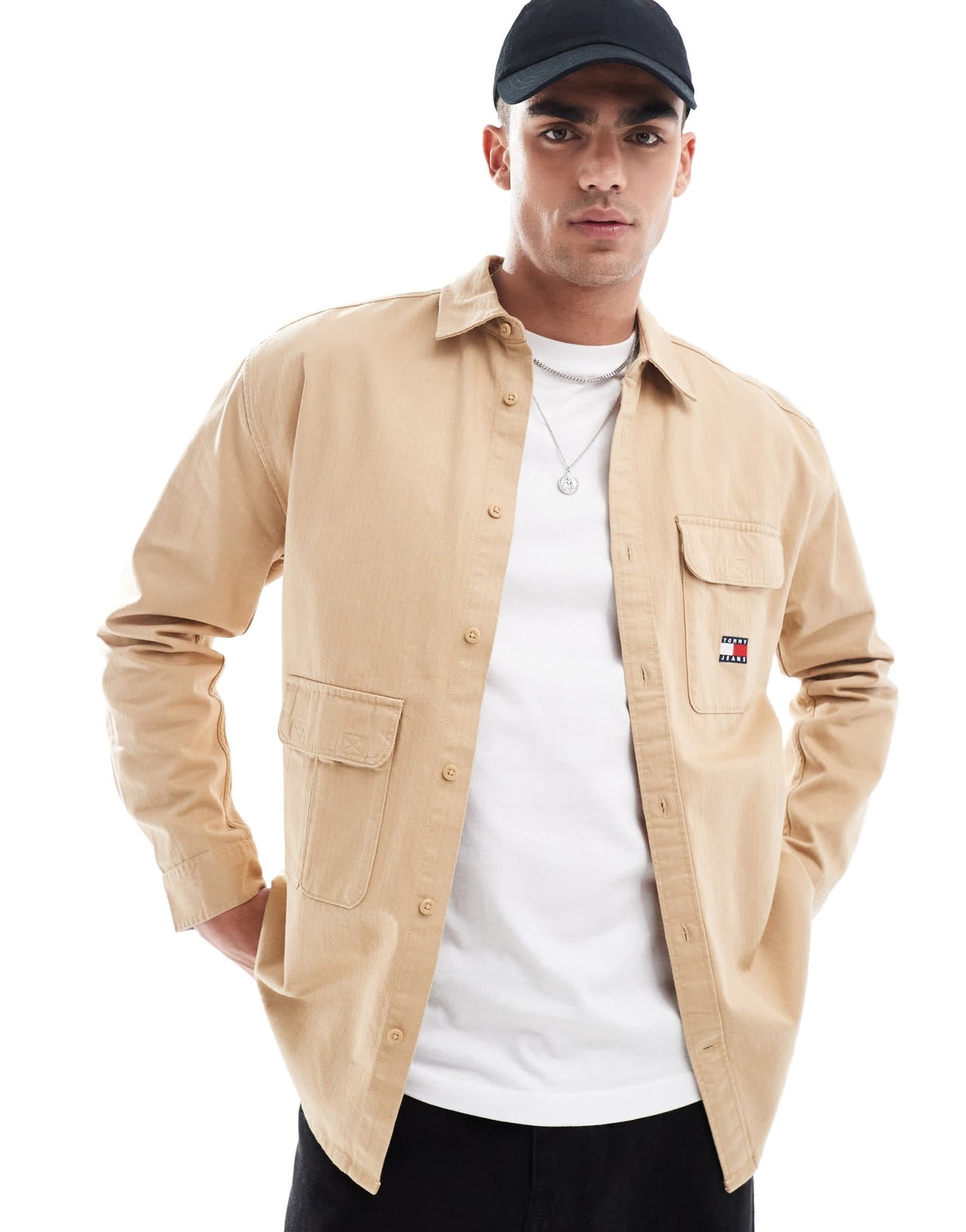 Tommy Jeans archive utility shirt in sand - ASOS Sample Sale EU Store