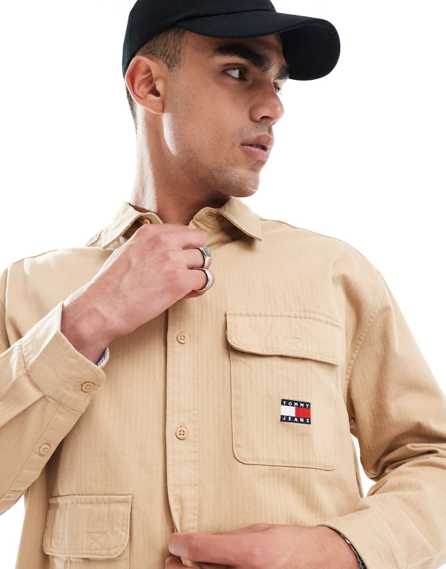 Tommy Jeans archive utility shirt in sand - ASOS Sample Sale EU Store