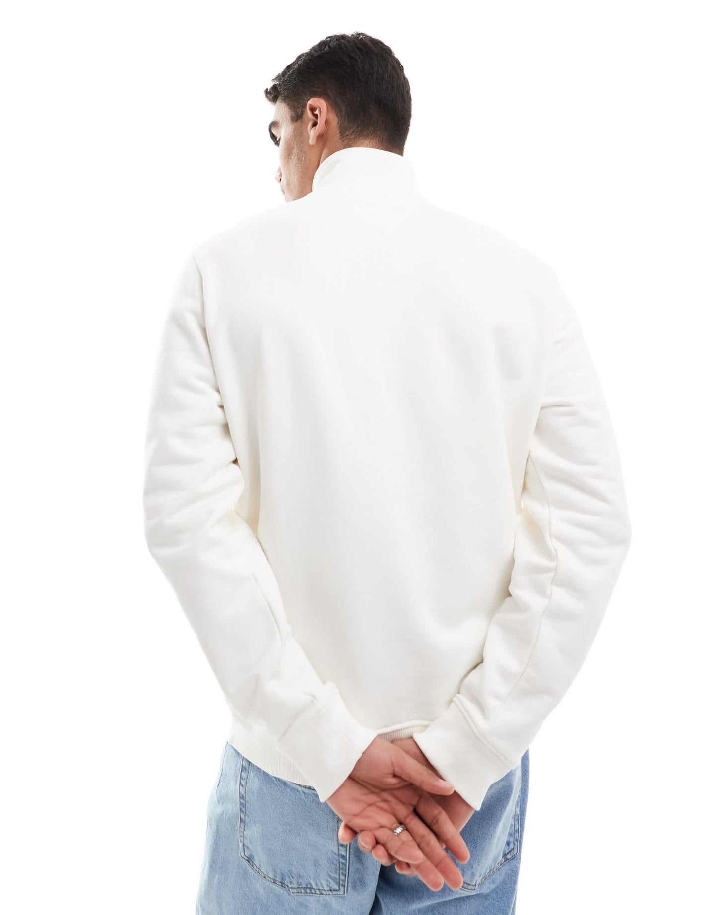 Tommy Jeans badge logo 1/4 zip sweatshirt in white - ASOS Sample Sale EU Store
