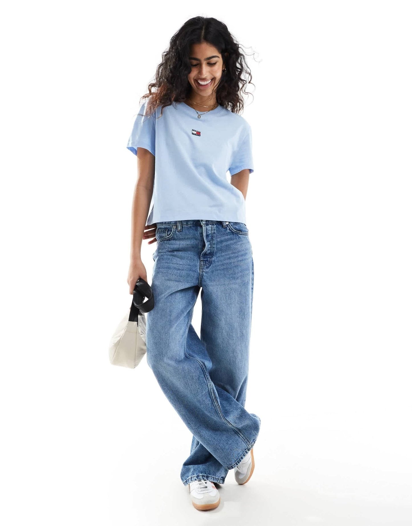 Tommy Jeans badge logo t-shirt in baby blue - ASOS Sample Sale EU Store