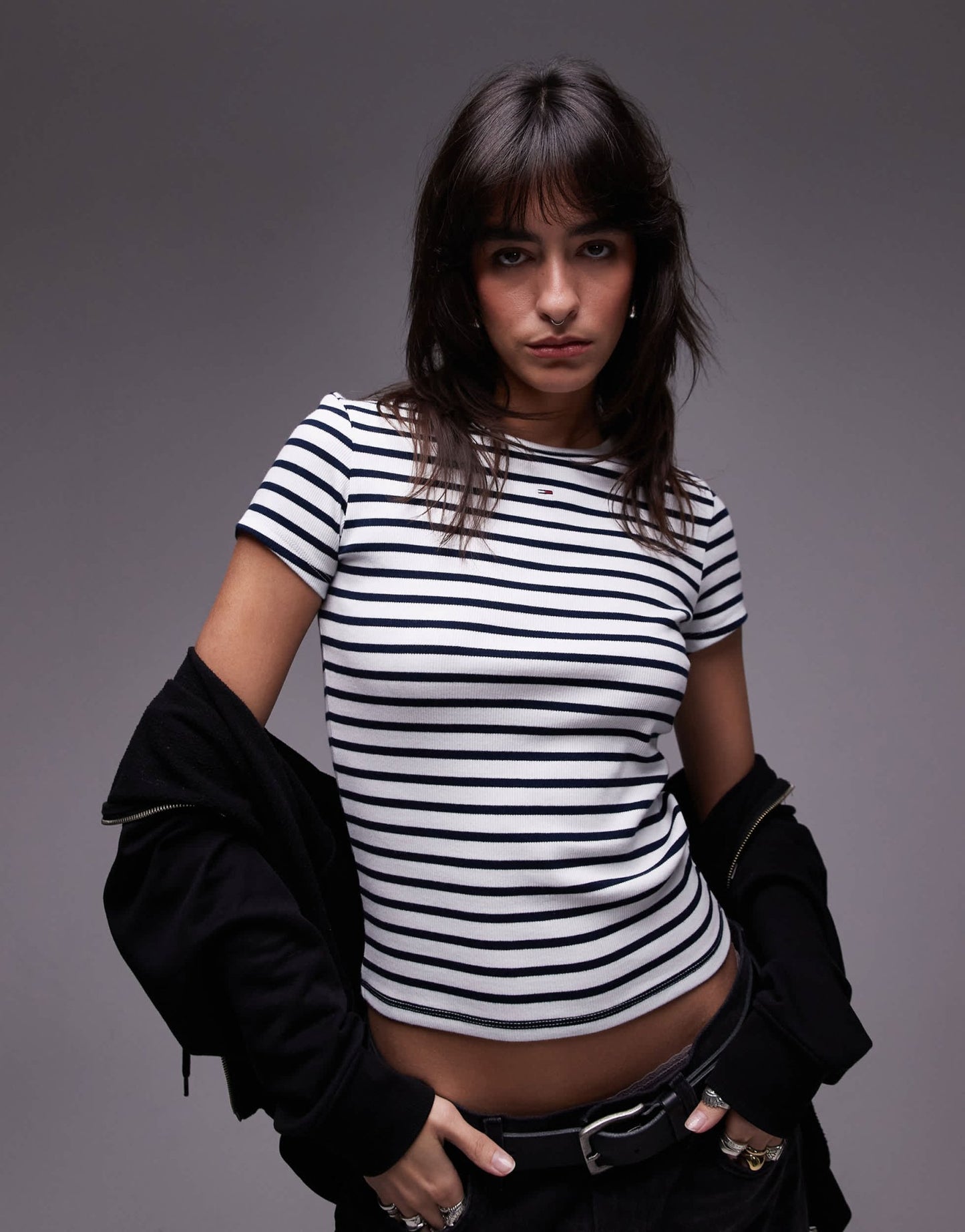 Tommy Jeans badge rib t-shirt in stripe - ASOS Sample Sale EU Store