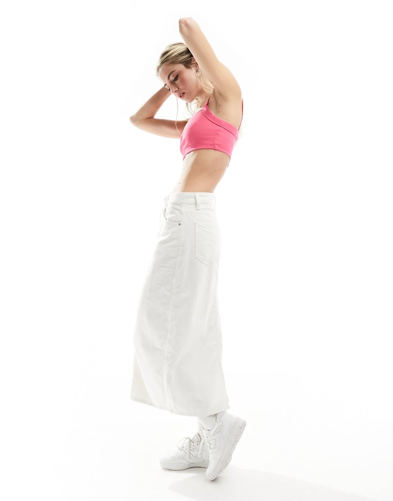 Tommy Jeans badge wide rib crop top in pink alert - ASOS Sample Sale EU Store