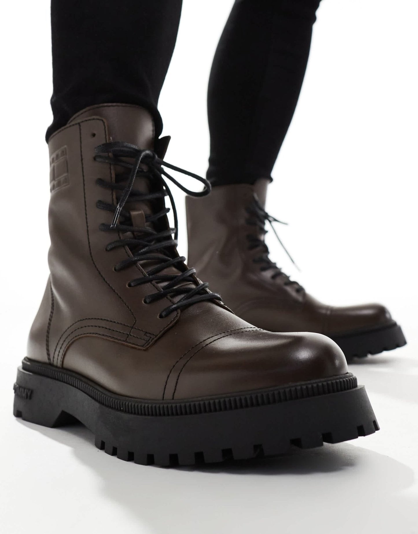 Tommy Jeans casual lace up boots in dark brown - ASOS Sample Sale EU Store