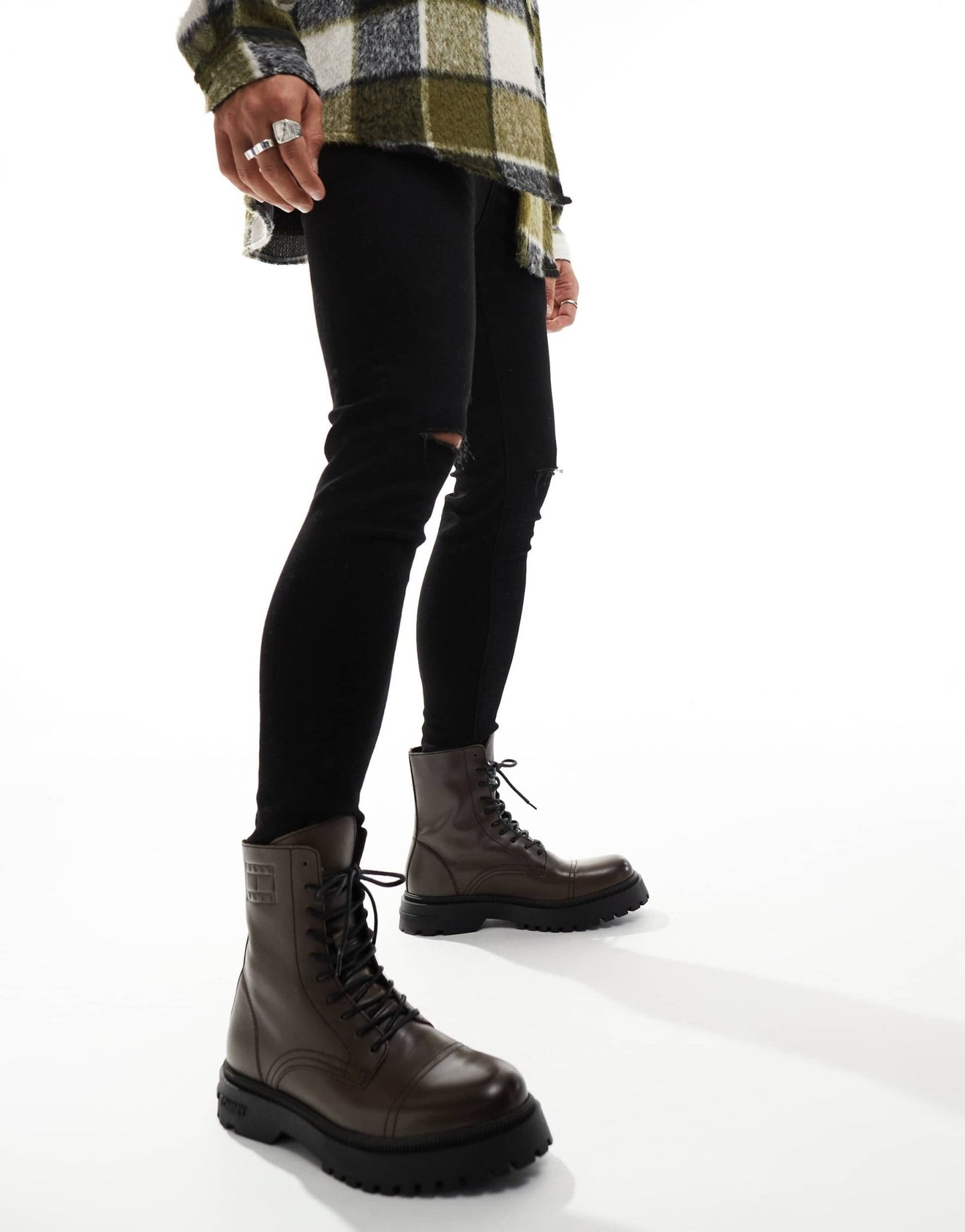 Tommy Jeans casual lace up boots in dark brown - ASOS Sample Sale EU Store