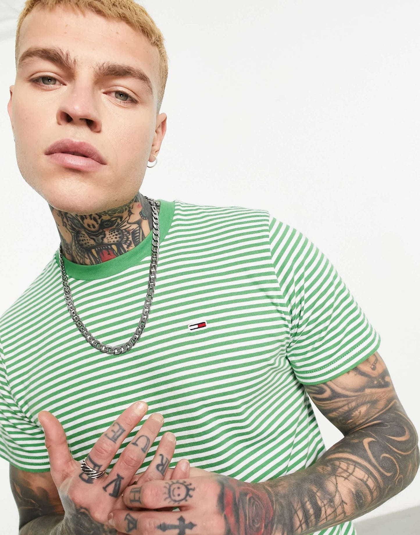 Tommy Jeans classic stripe t-shirt in green - ASOS Sample Sale EU Store