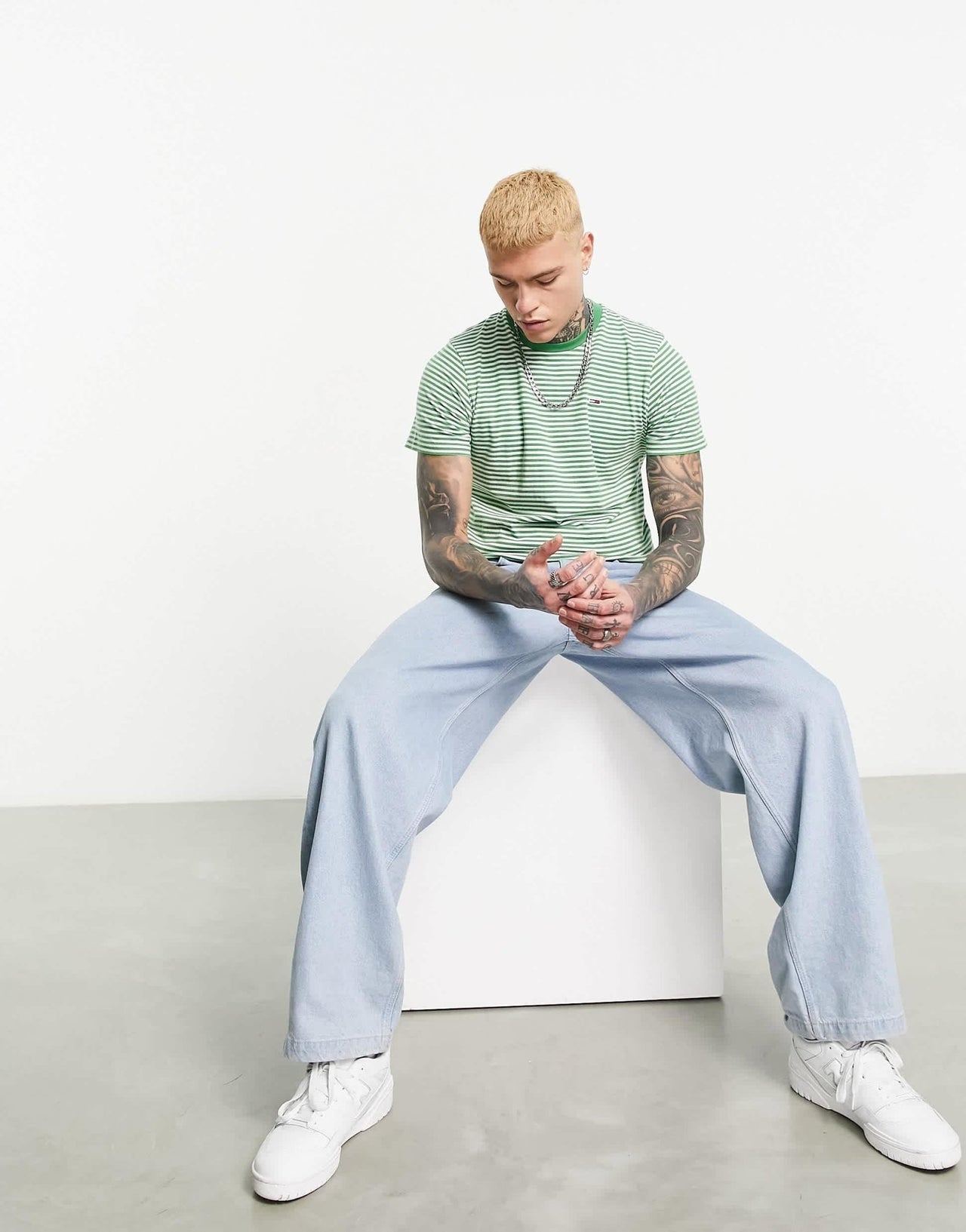 Tommy Jeans classic stripe t-shirt in green - ASOS Sample Sale EU Store
