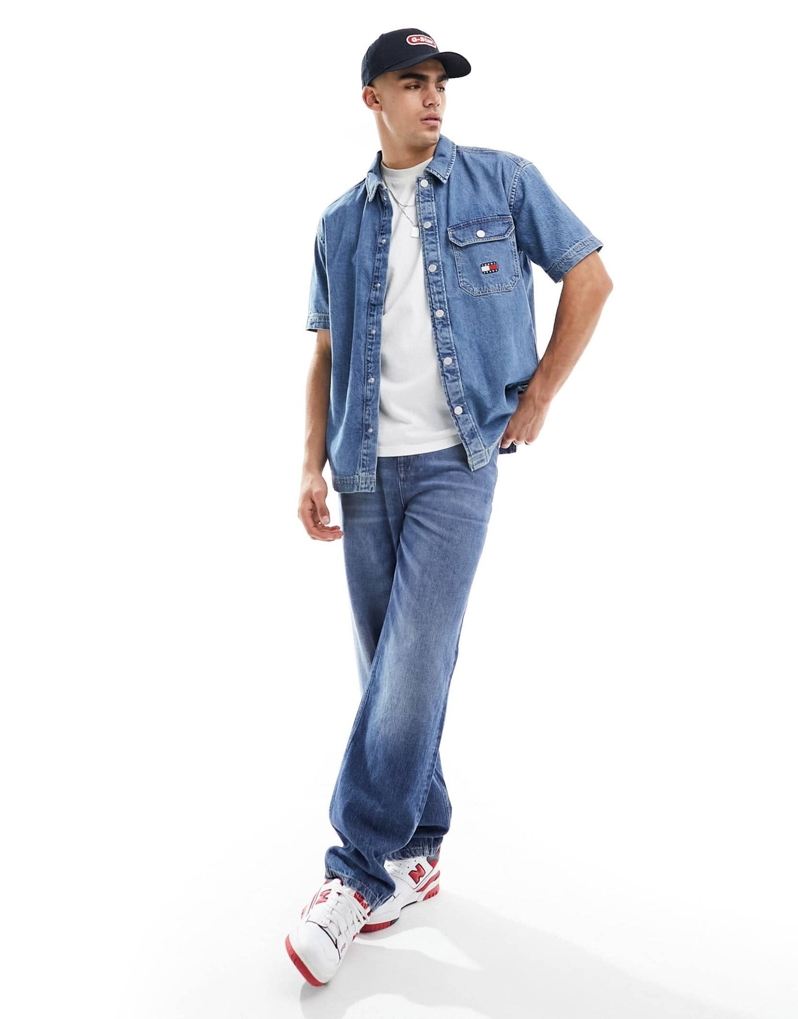 Tommy Jeans co - ord denim short sleeve overshirt in indigo - ASOS Sample Sale EU Store
