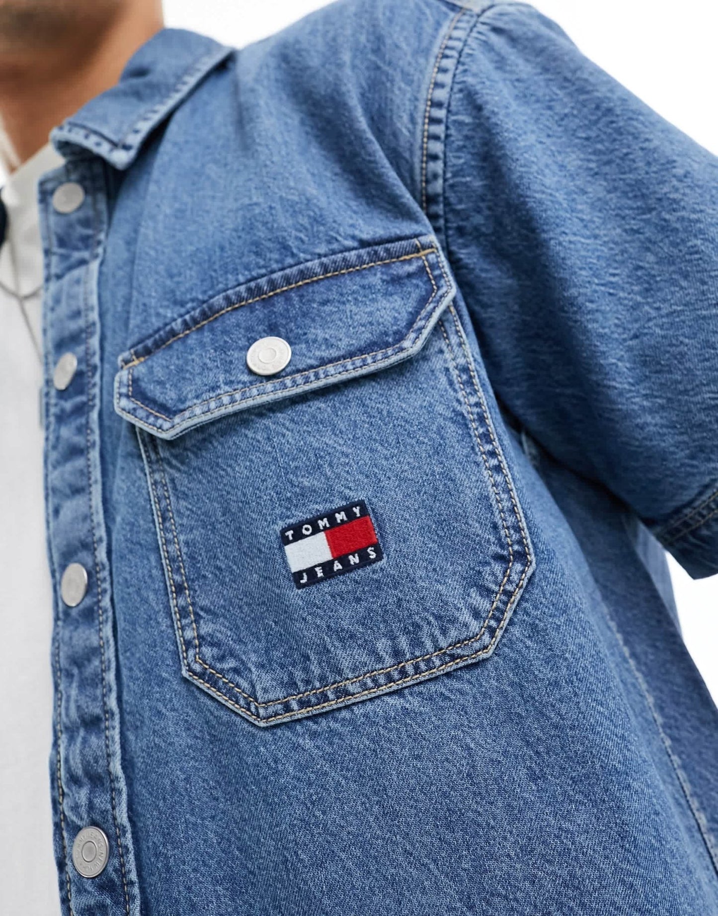 Tommy Jeans co - ord denim short sleeve overshirt in indigo - ASOS Sample Sale EU Store
