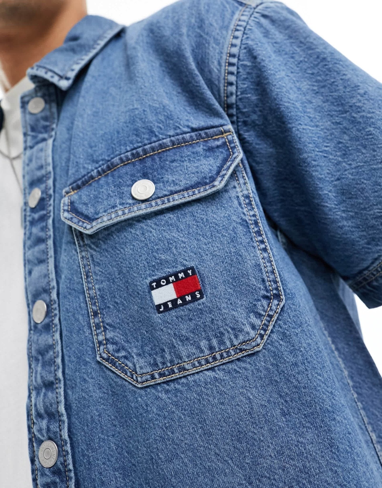 Tommy Jeans co - ord denim short sleeve overshirt in indigo - ASOS Sample Sale EU Store