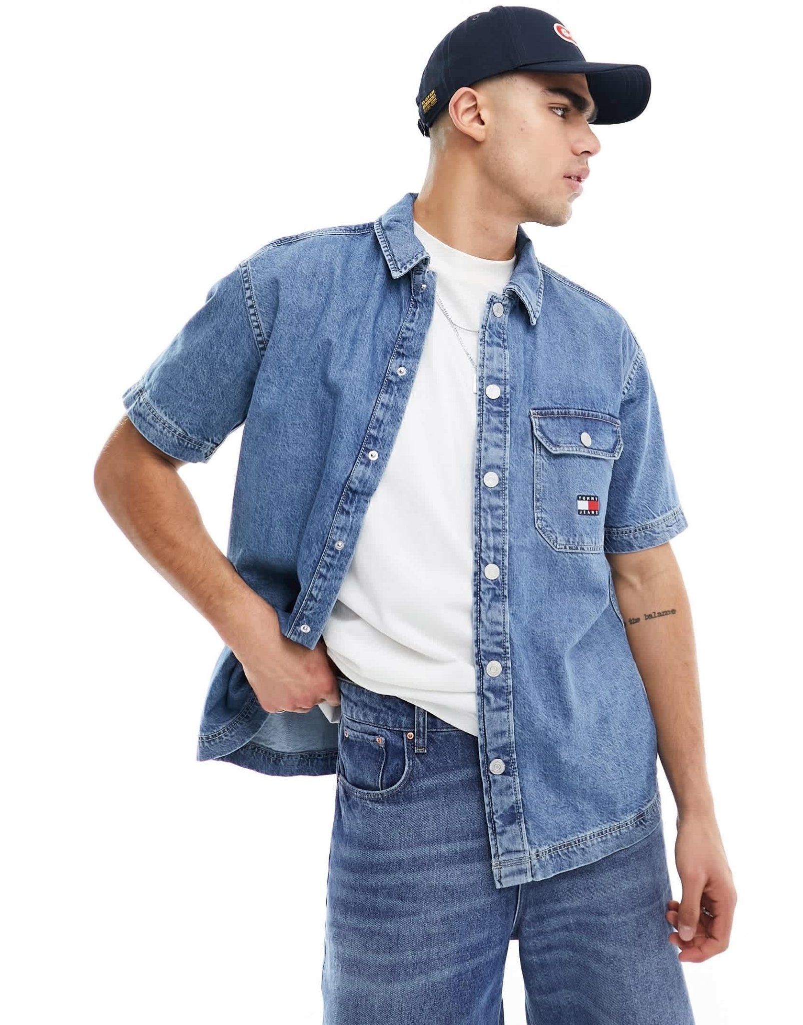 Tommy Jeans co - ord denim short sleeve overshirt in indigo - ASOS Sample Sale EU Store